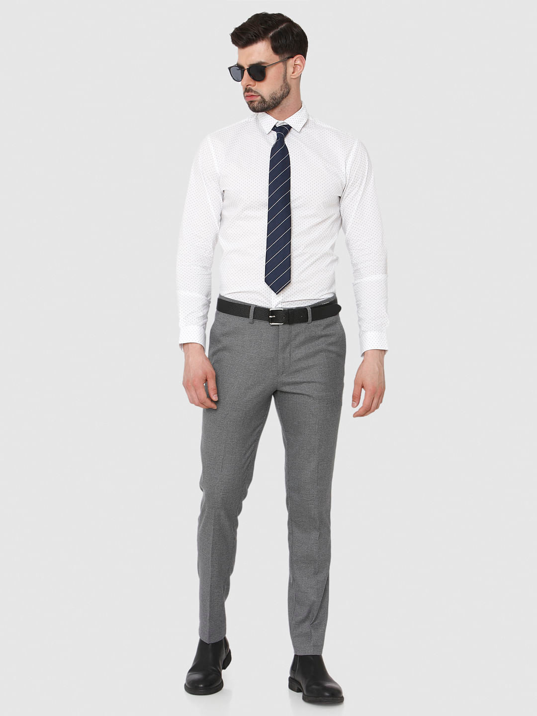 Grey Slim Fit Formal Trousers