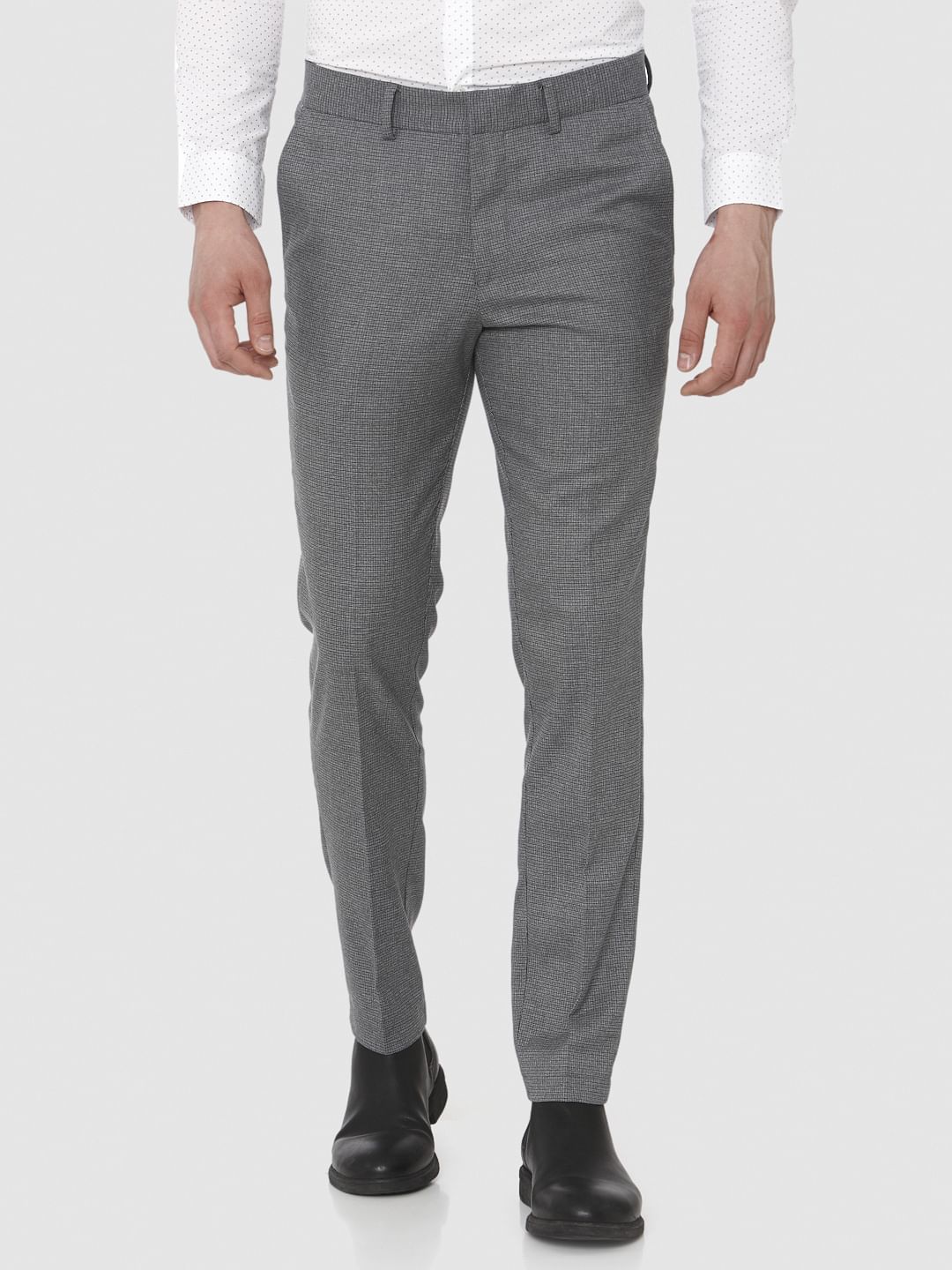 Grey Slim Fit Formal Trousers