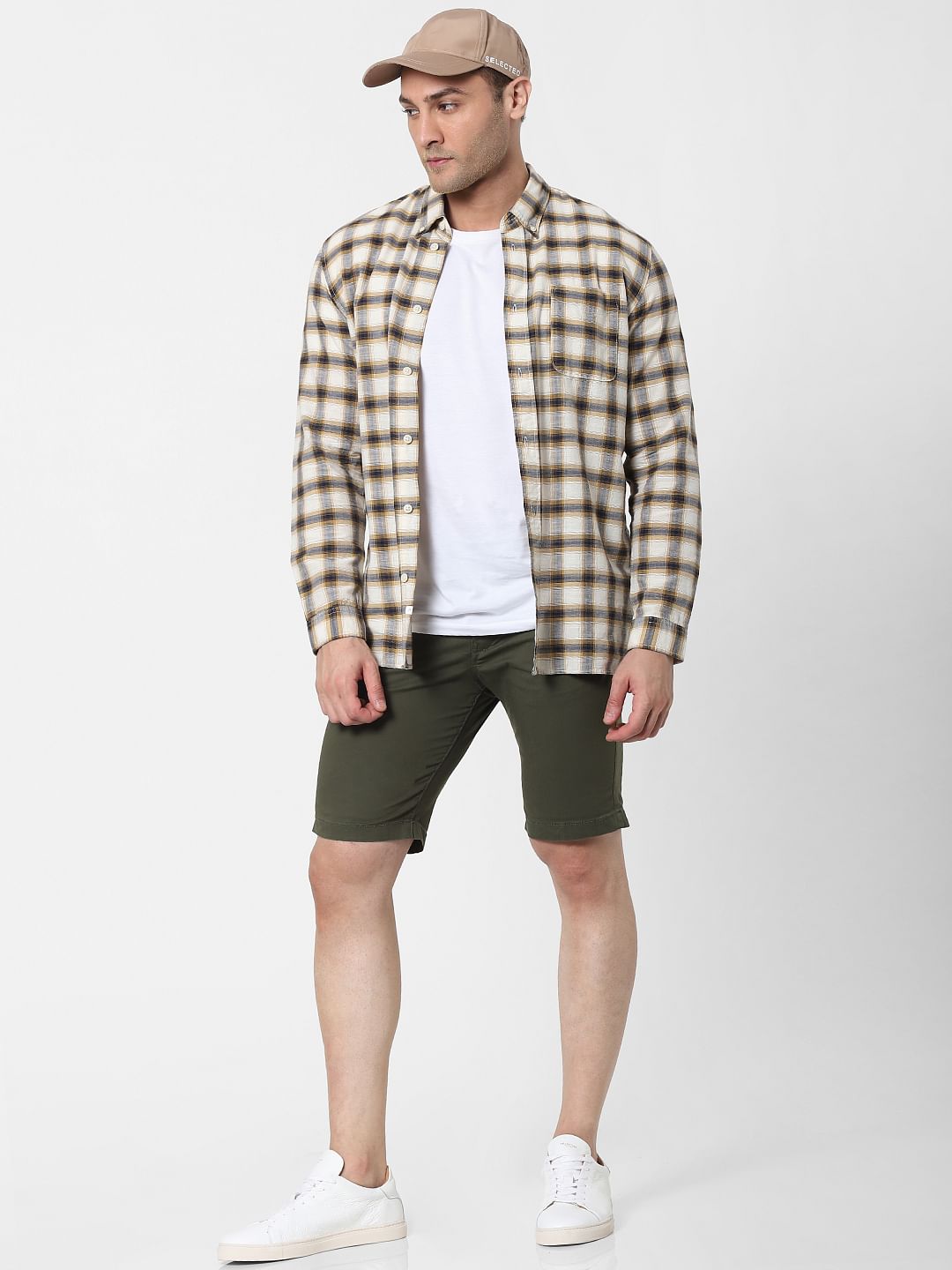 Green Mid Rise Chino Shorts