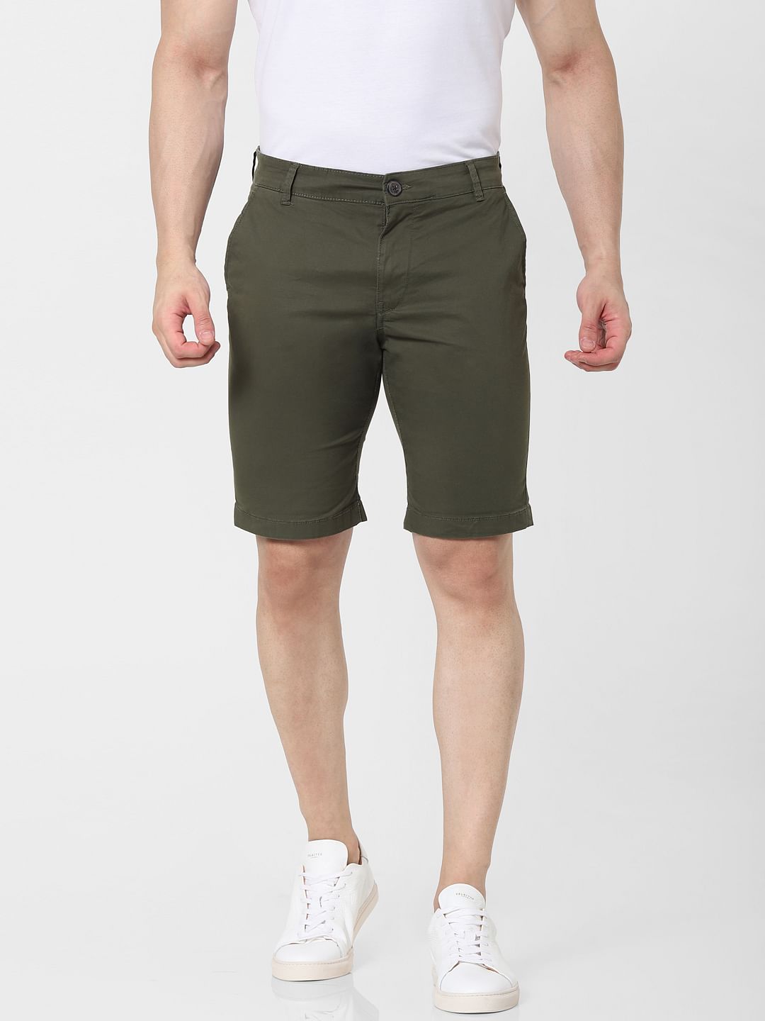 Green Mid Rise Chino Shorts