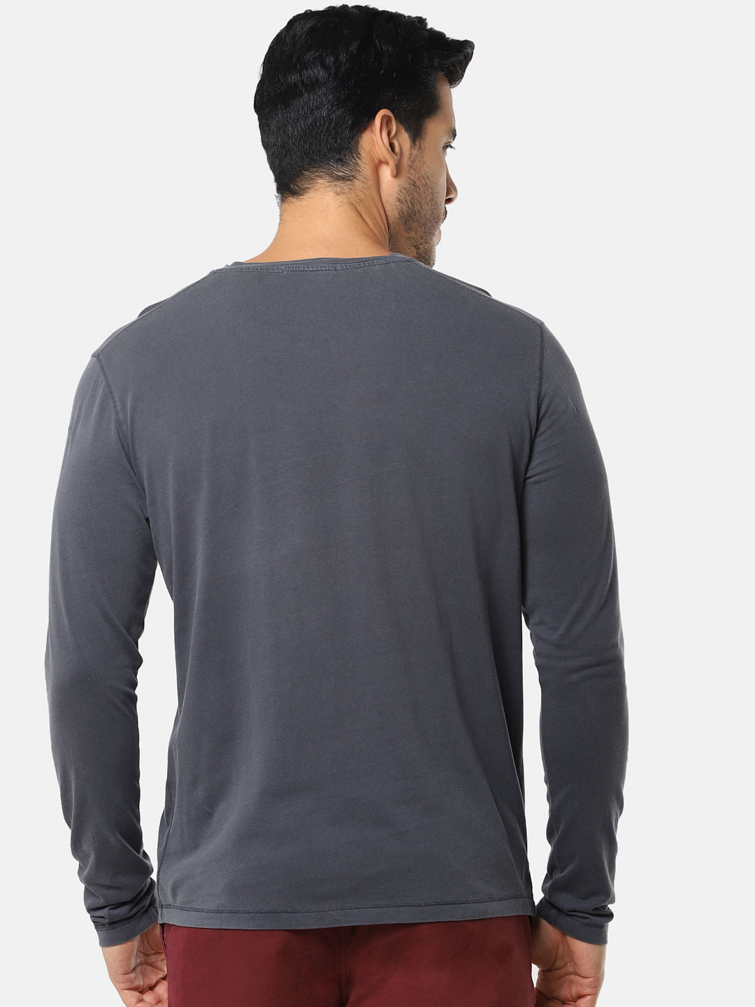 Grey One Pocket Slim Fit V-Neck T-Shirt