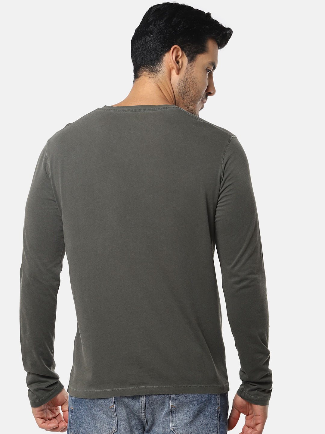 Olive One Pocket Slim Fit V-Neck T-Shirt