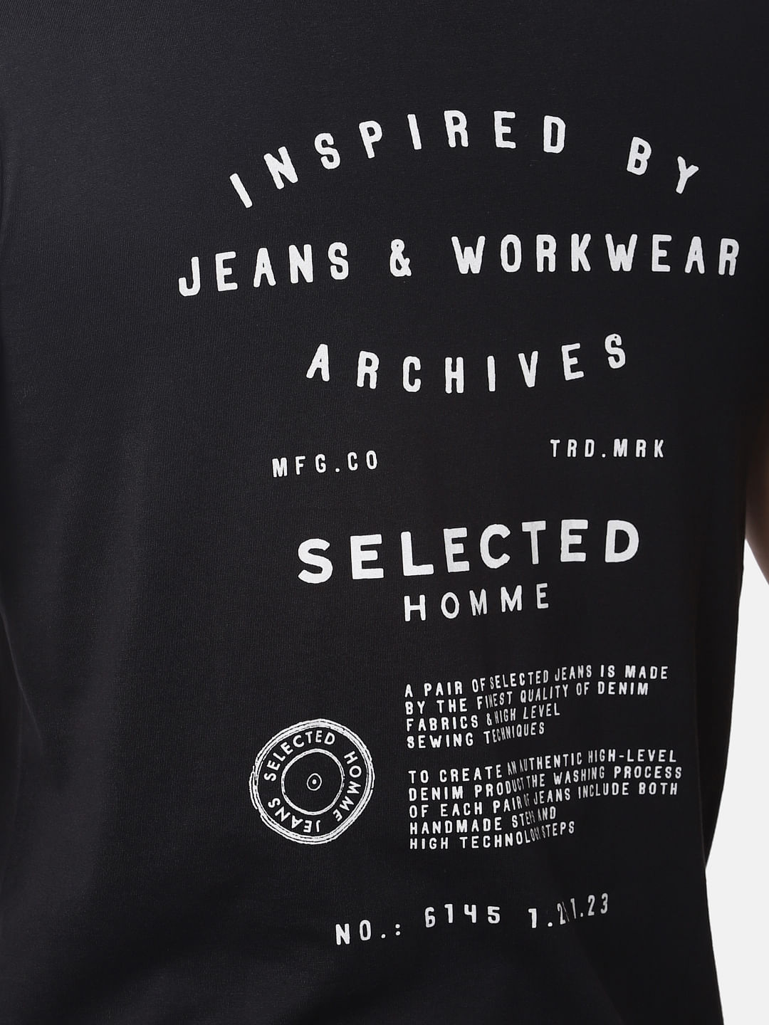 Black Text Print Crew Neck T-Shirt