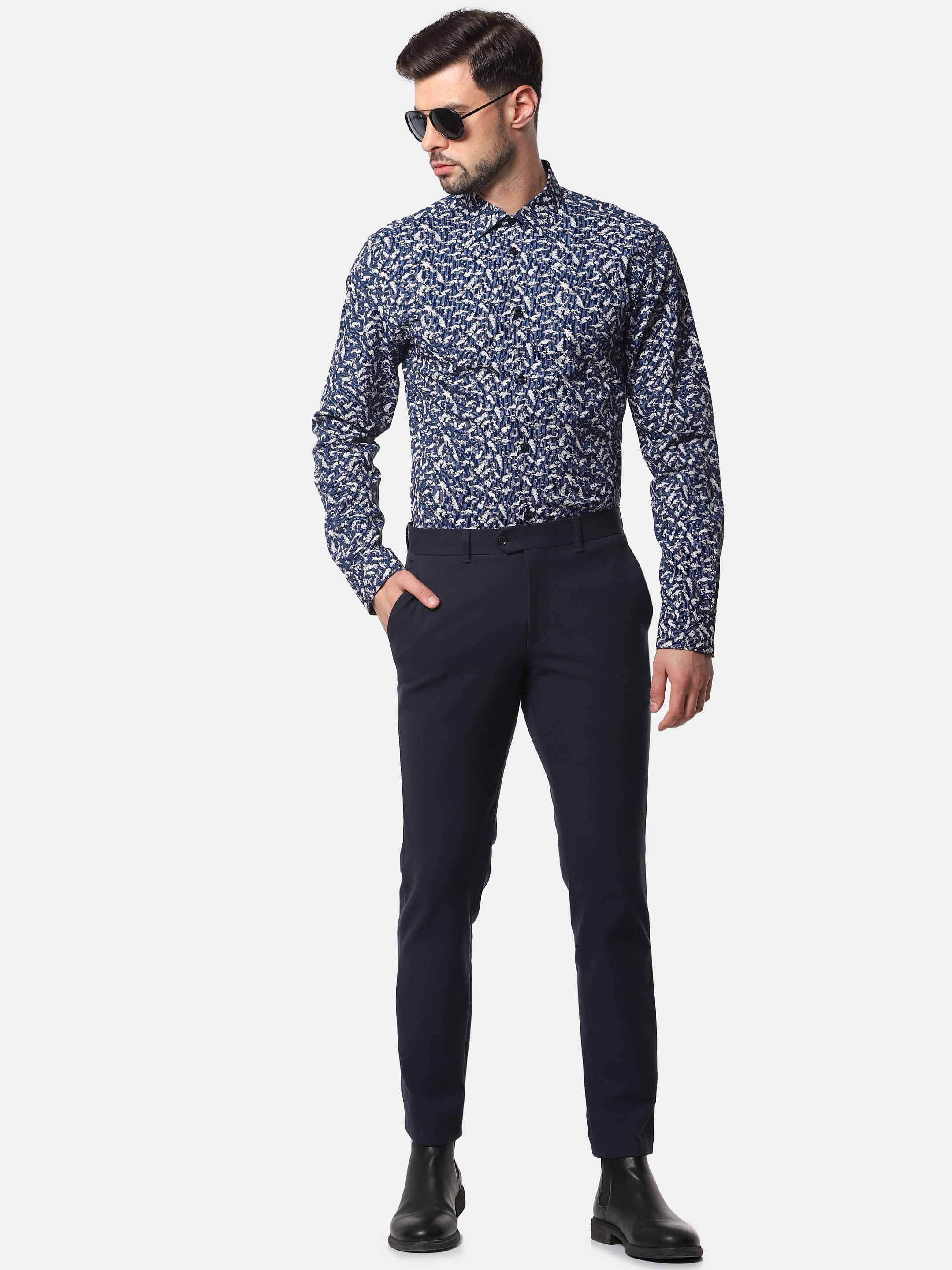 Blue All Over Print Full Sleeves Shirt