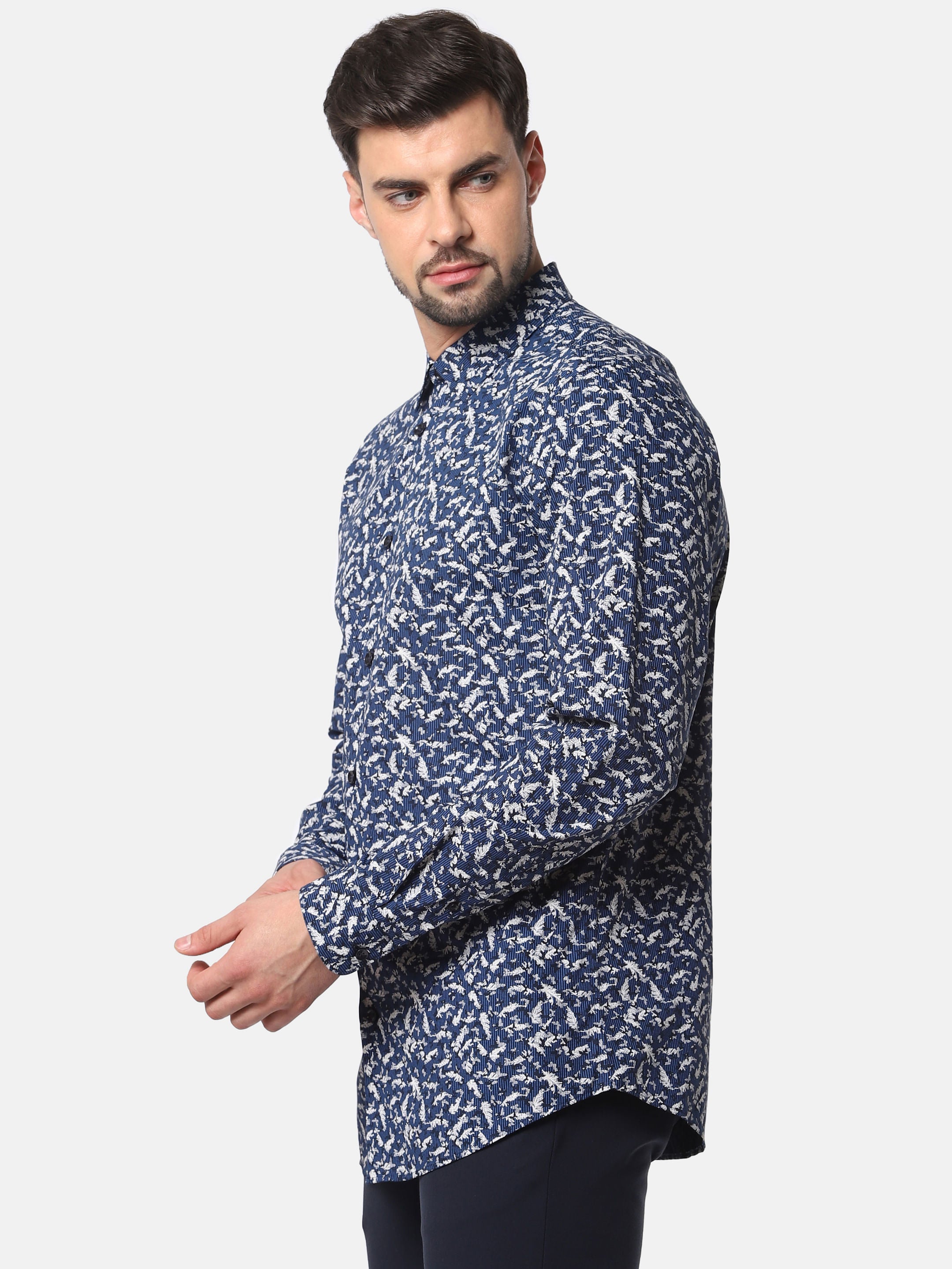 Blue All Over Print Full Sleeves Shirt