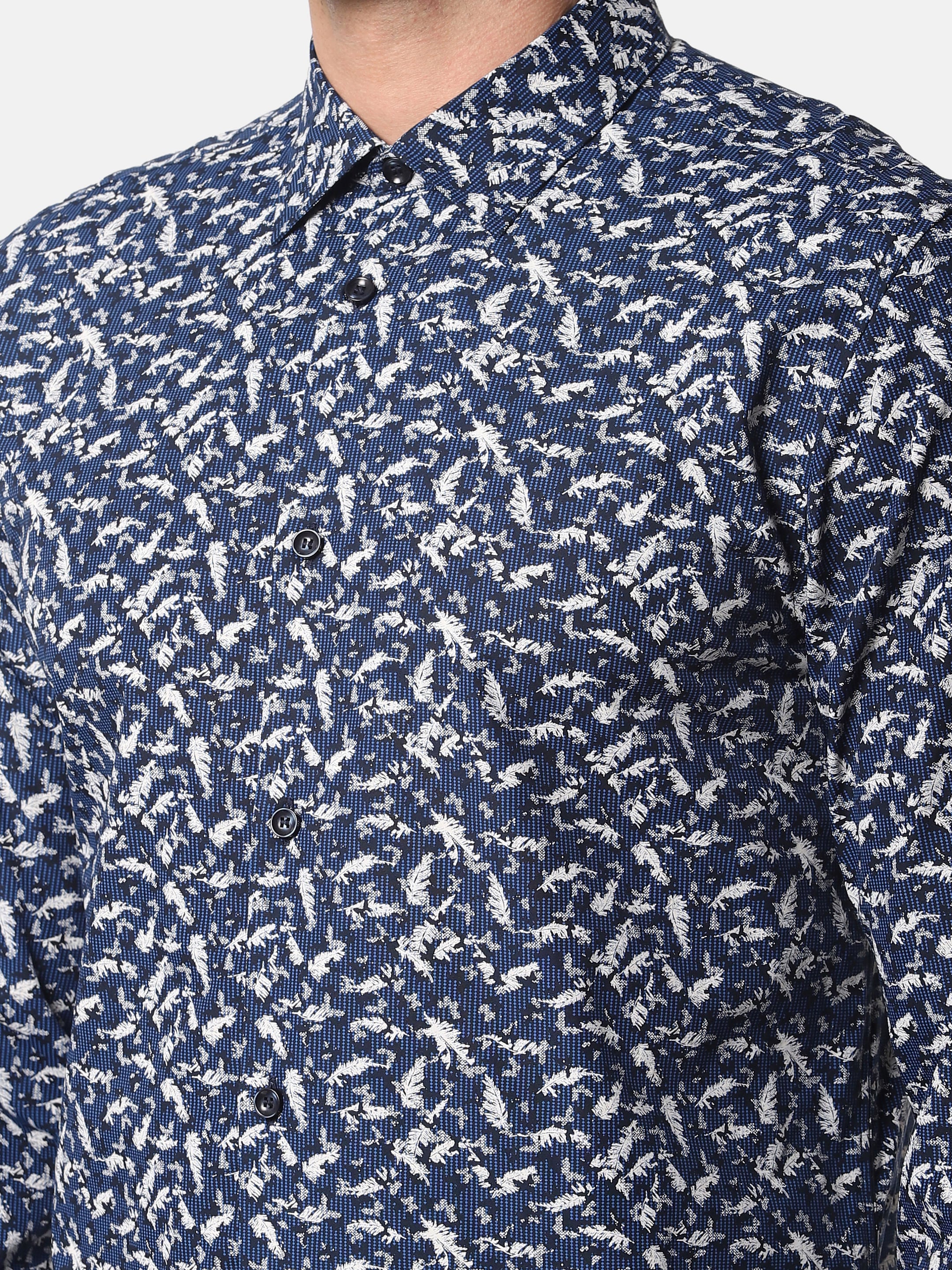Blue All Over Print Full Sleeves Shirt