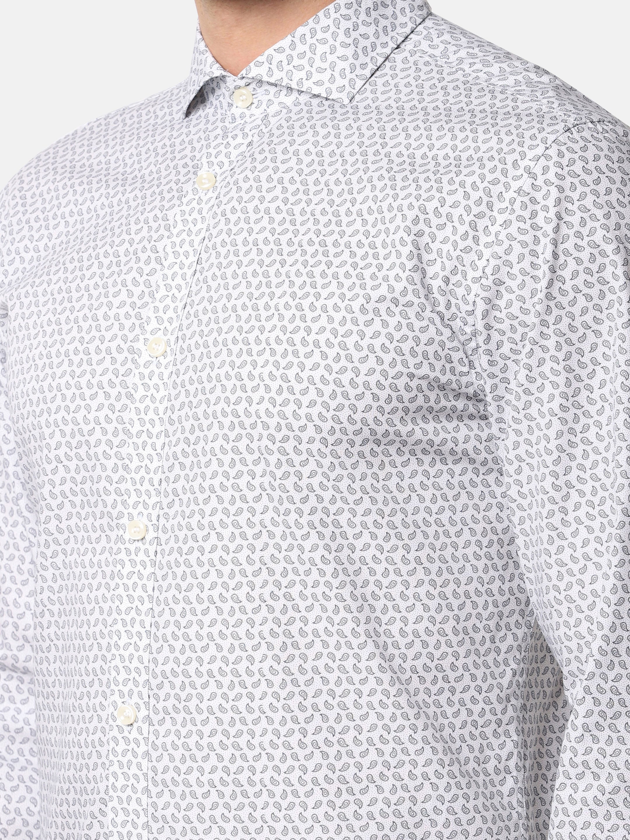 White All Over Print Full Sleeves Shirt