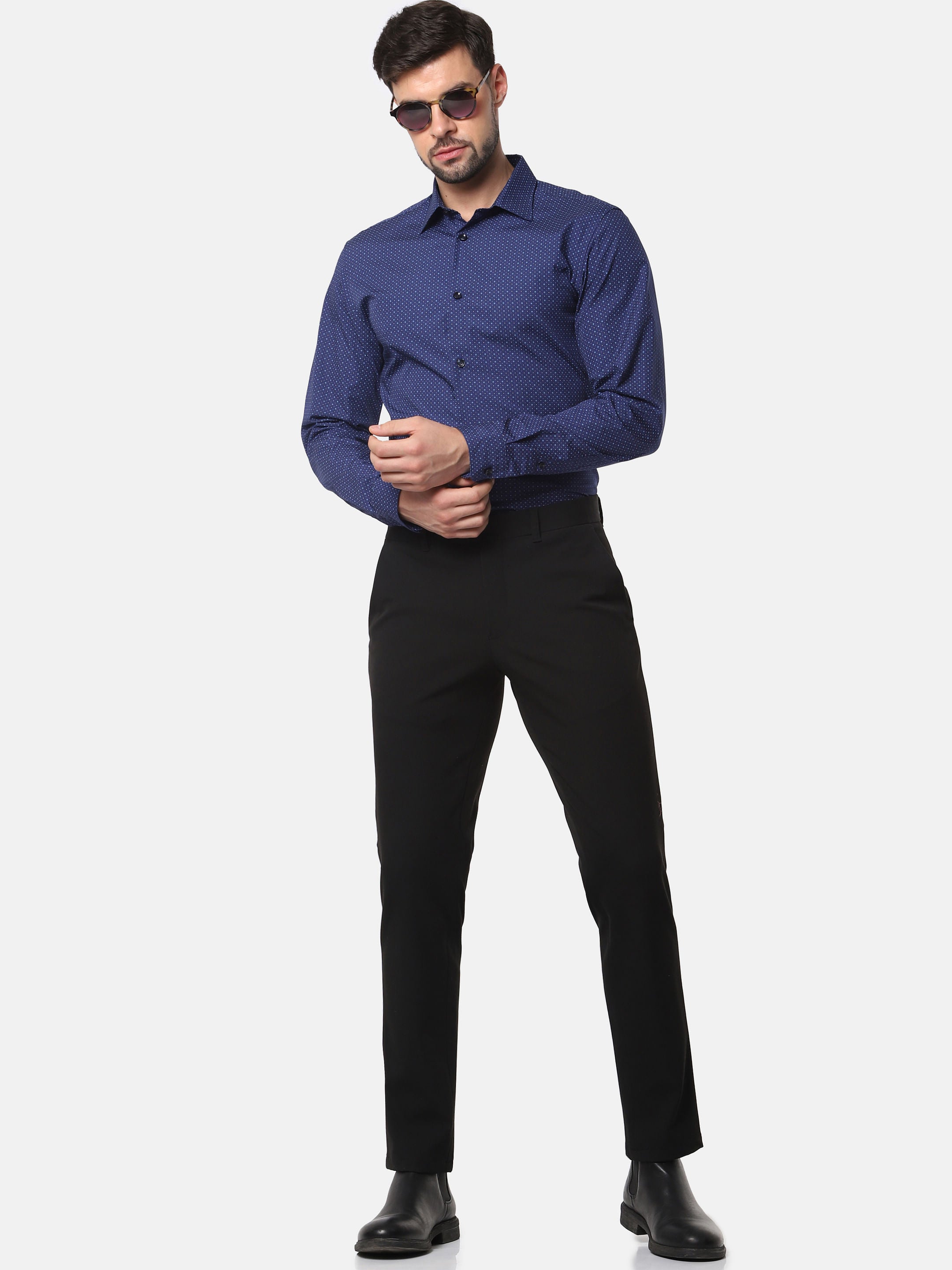 Blue All Over Print Full Sleeves Shirt
