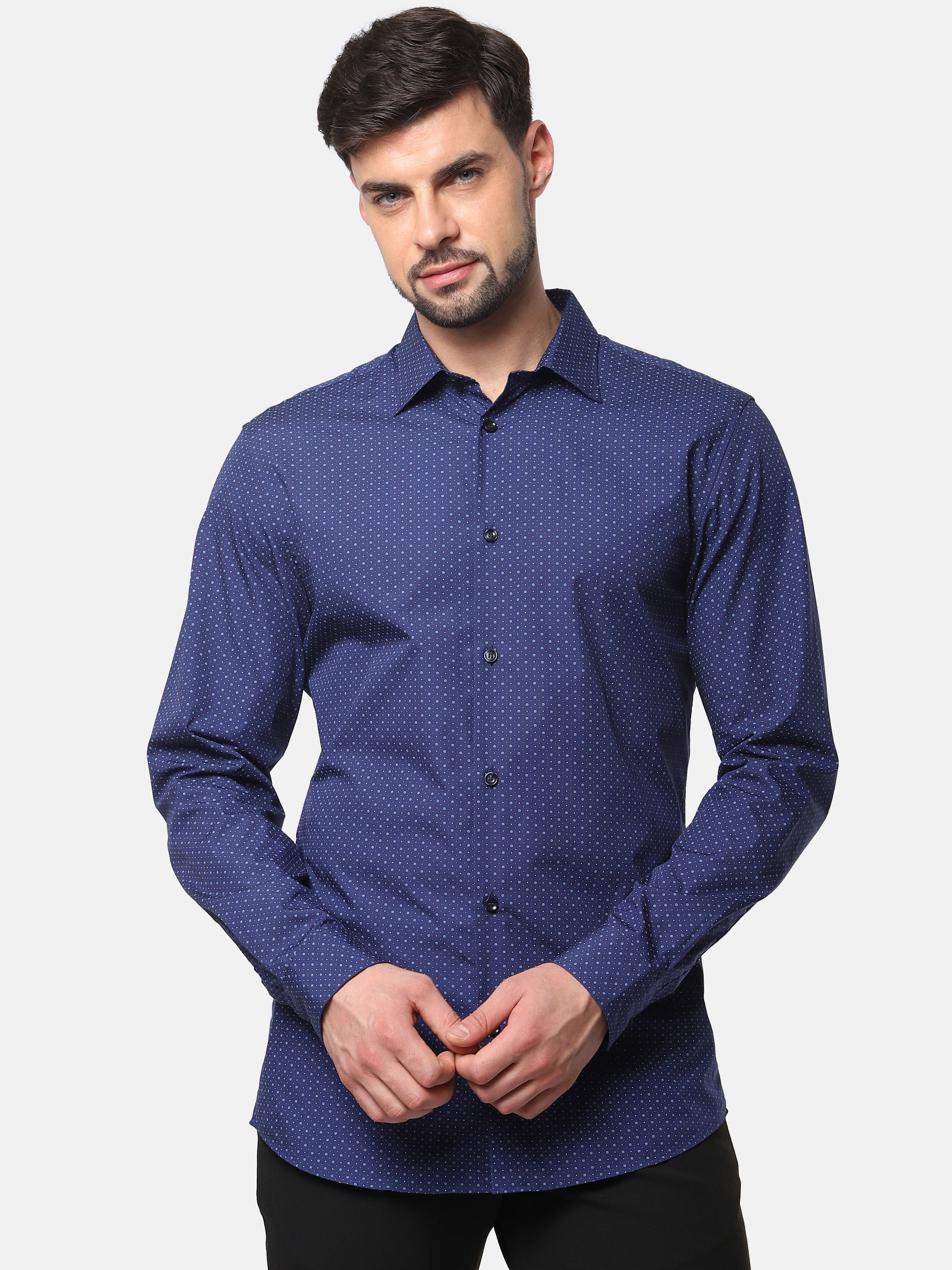 Blue All Over Print Full Sleeves Shirt