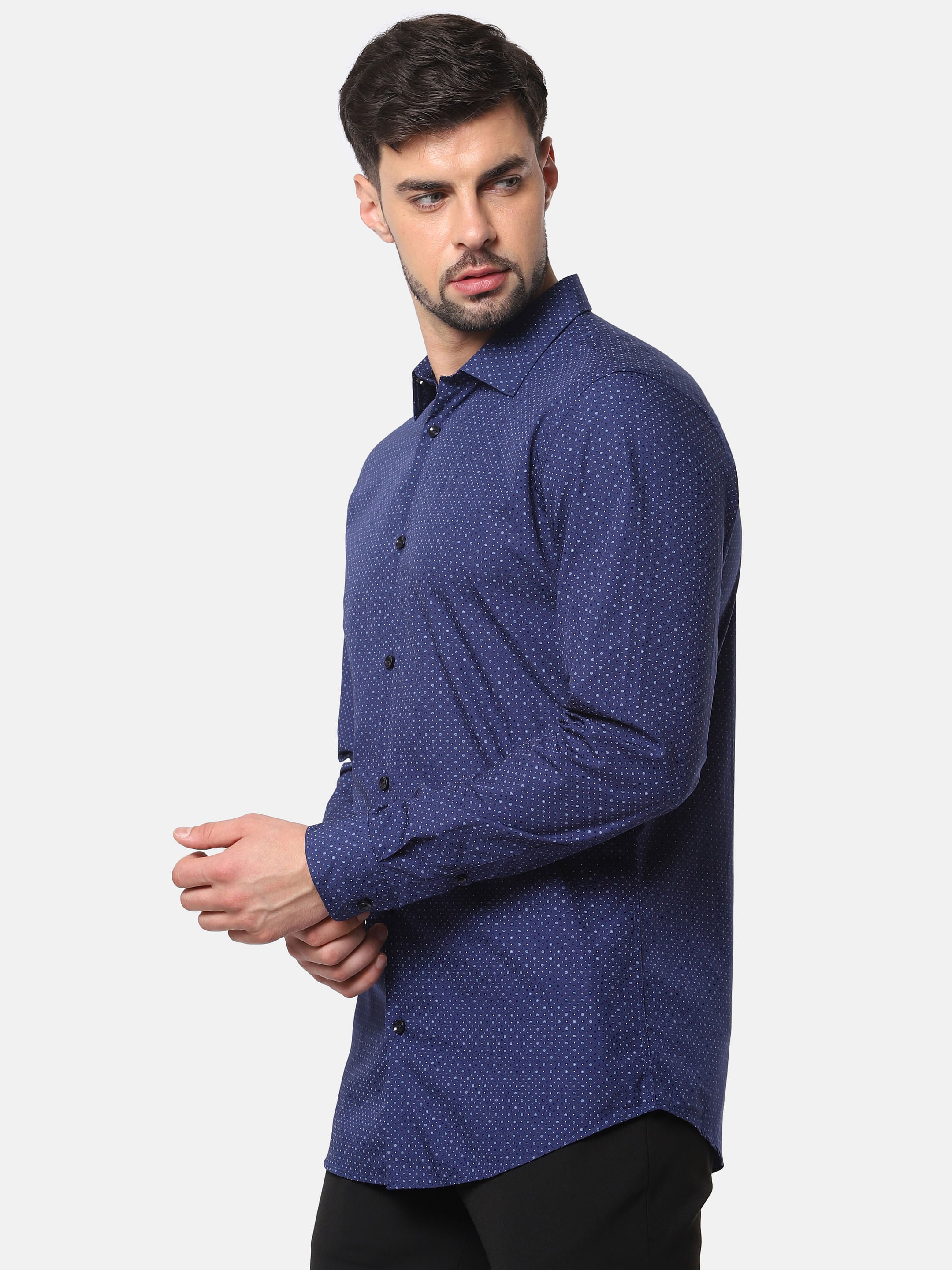 Blue All Over Print Full Sleeves Shirt