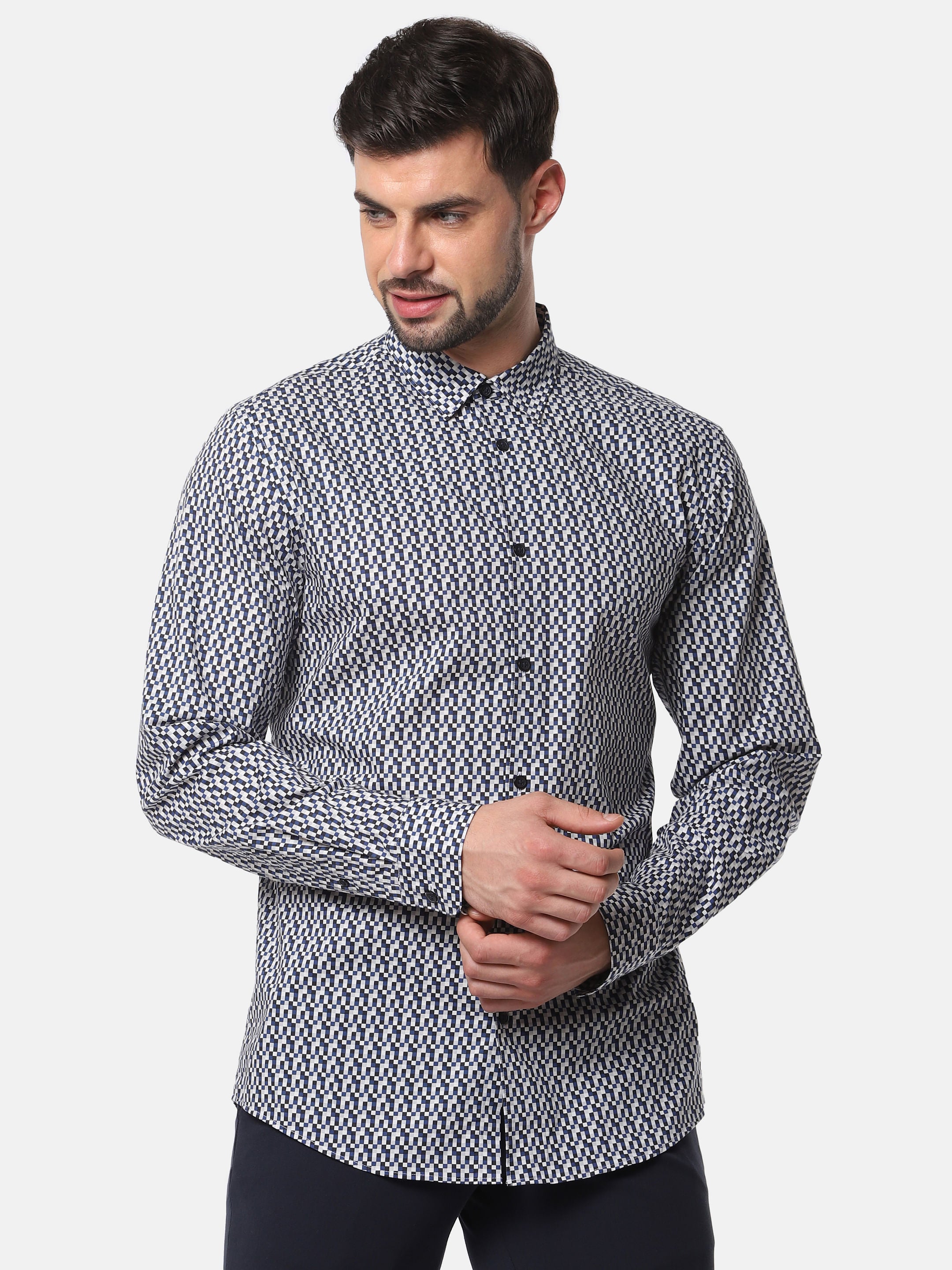 Blue All Over Print Full Sleeves Shirt