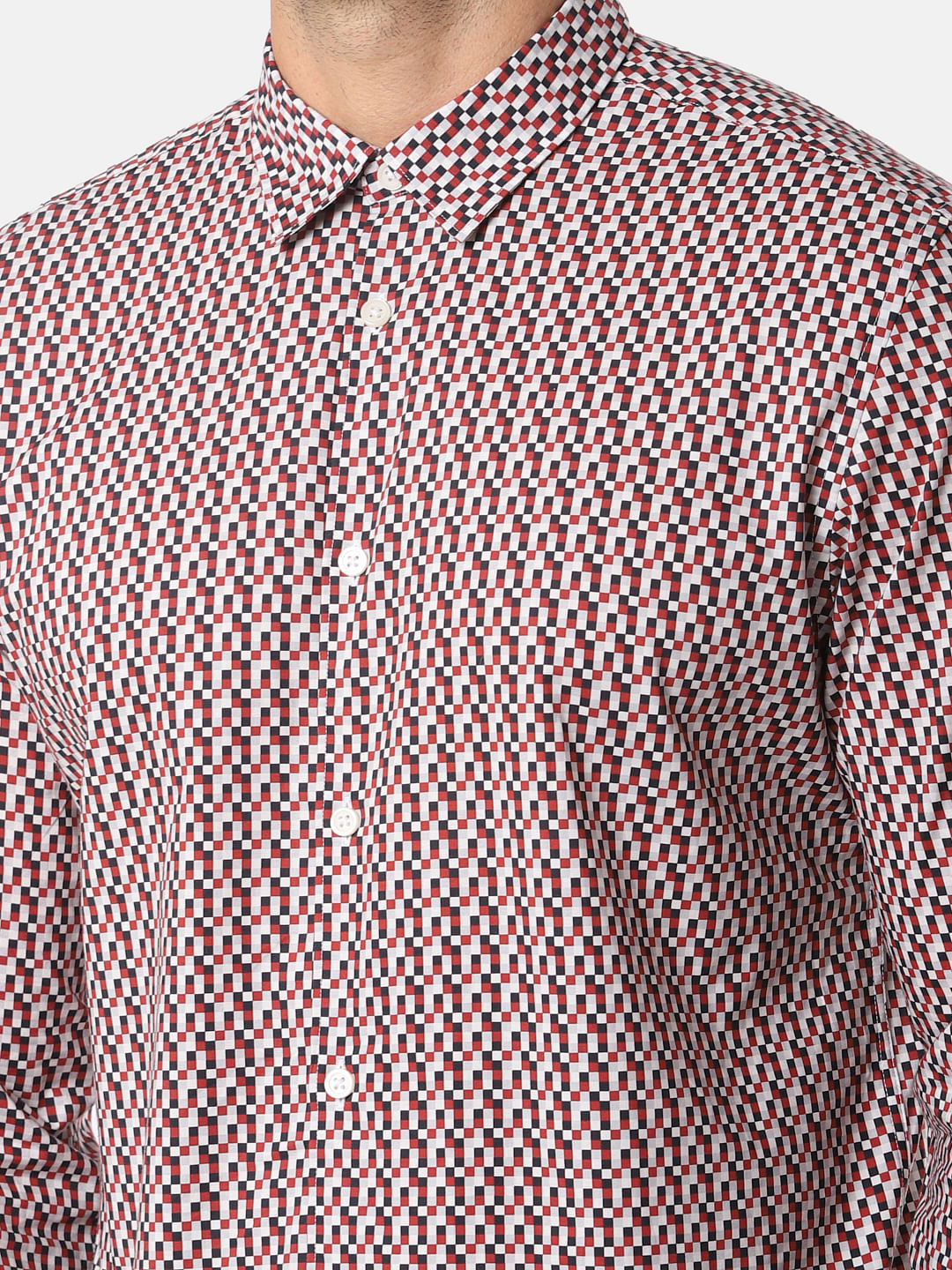 Red All Over Print Full Sleeves Shirt