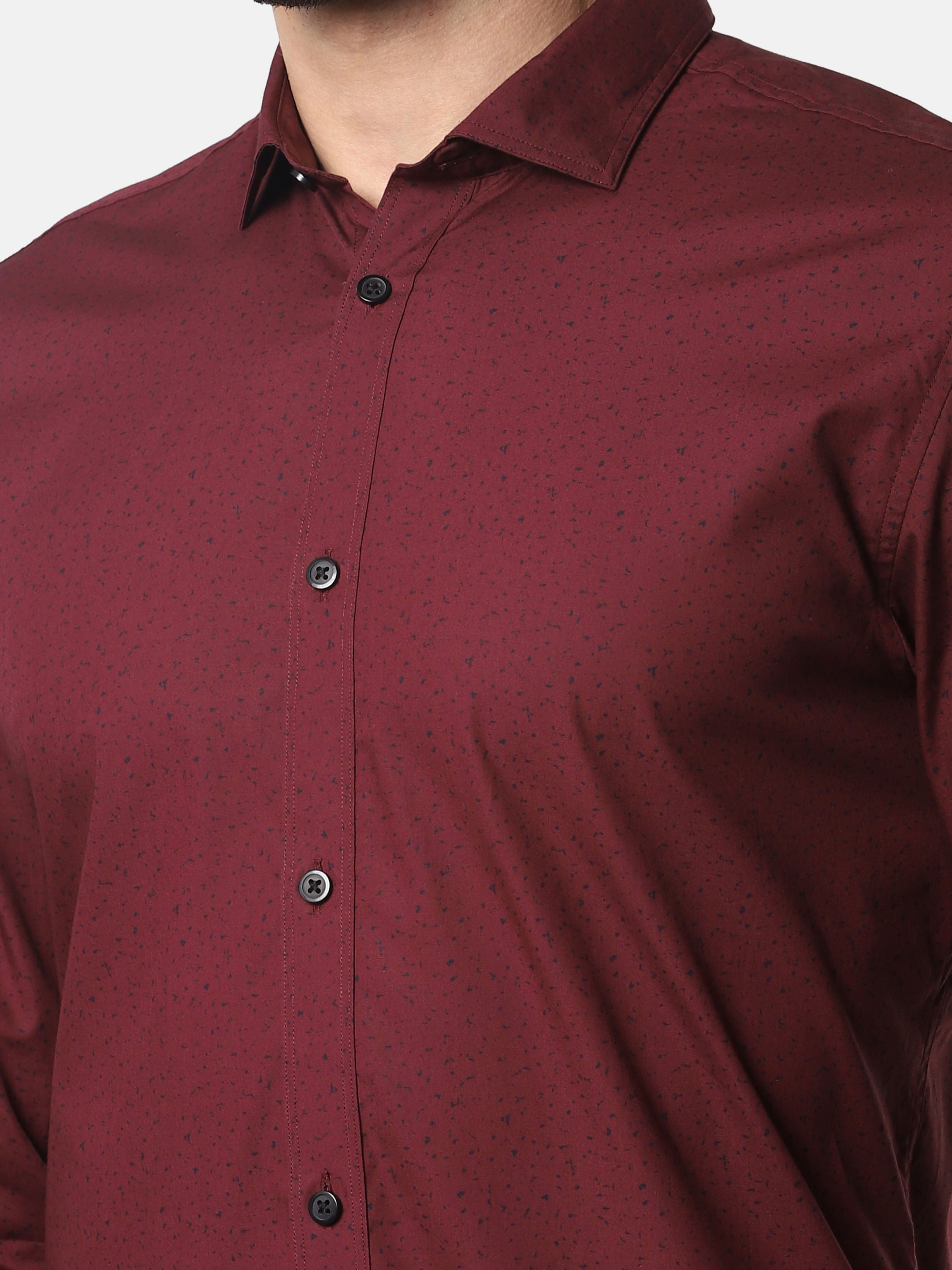 Burgundy All Over Print Full Sleeves Shirt