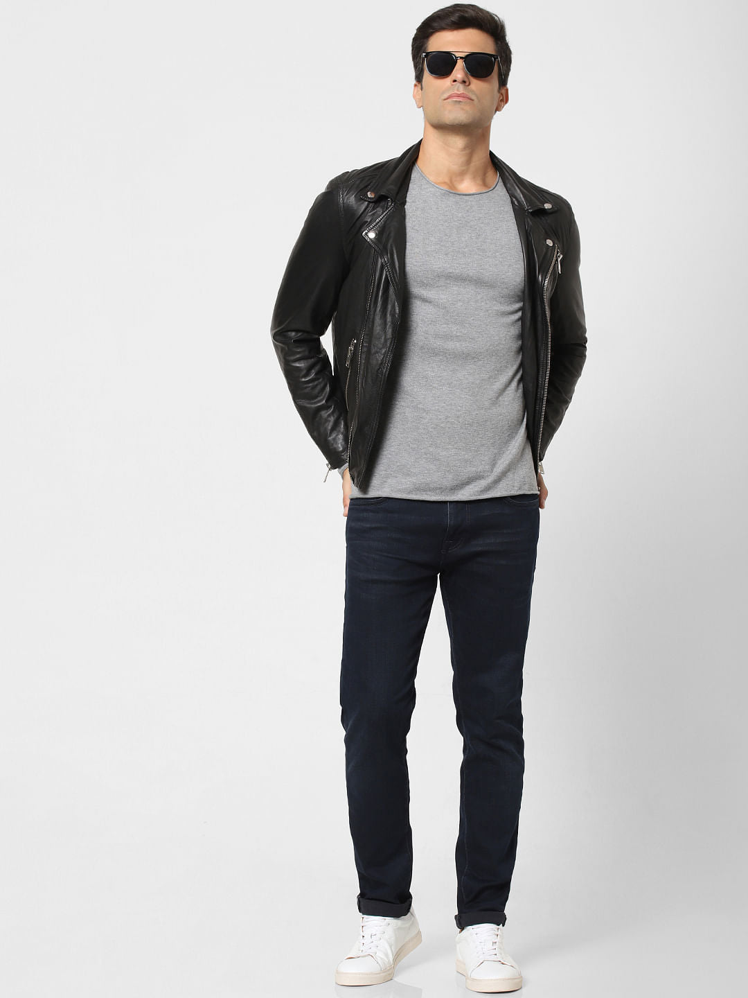 Blue Mid Rise Leon Slim Fit Jeans