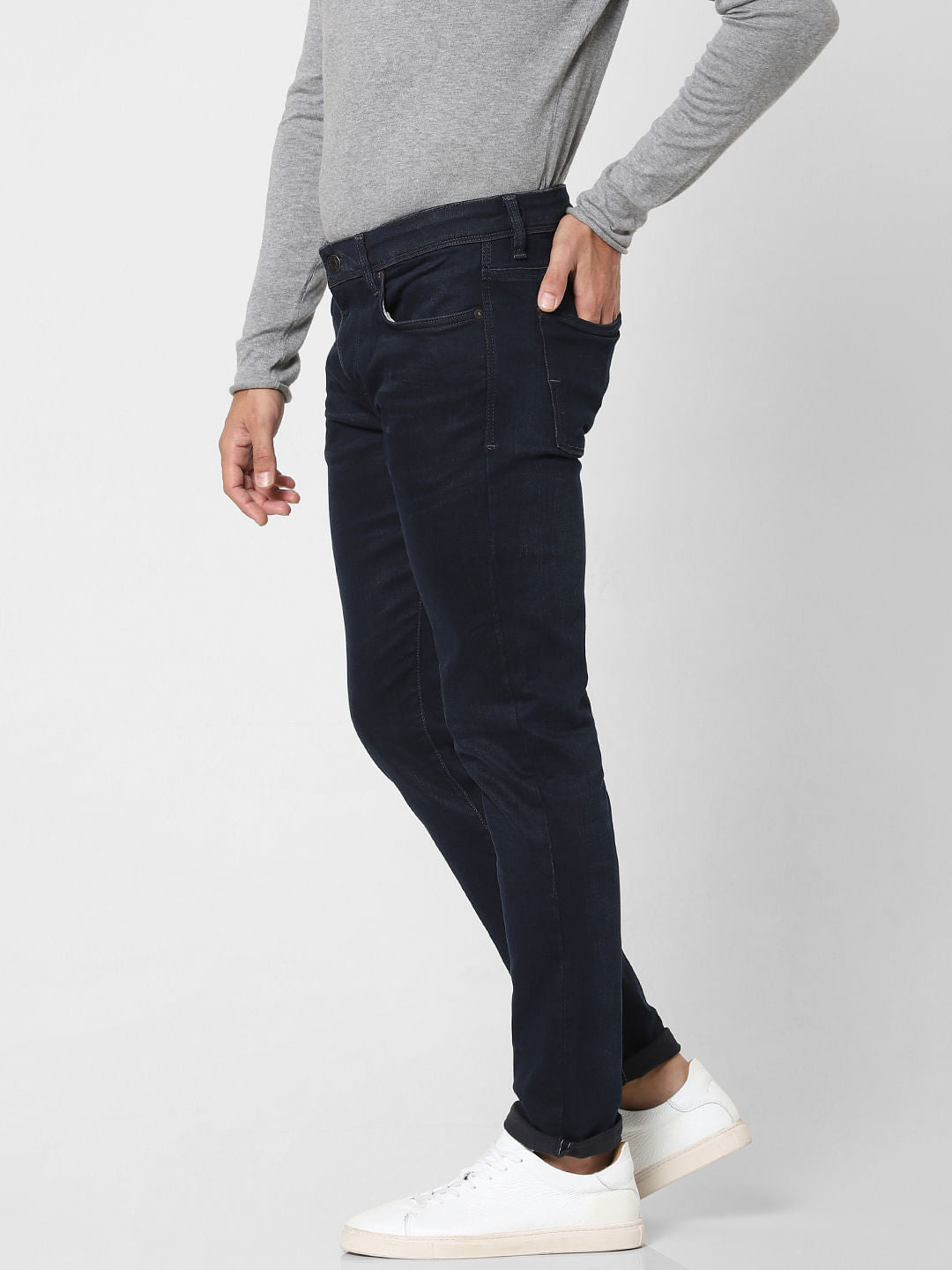 Blue Mid Rise Leon Slim Fit Jeans