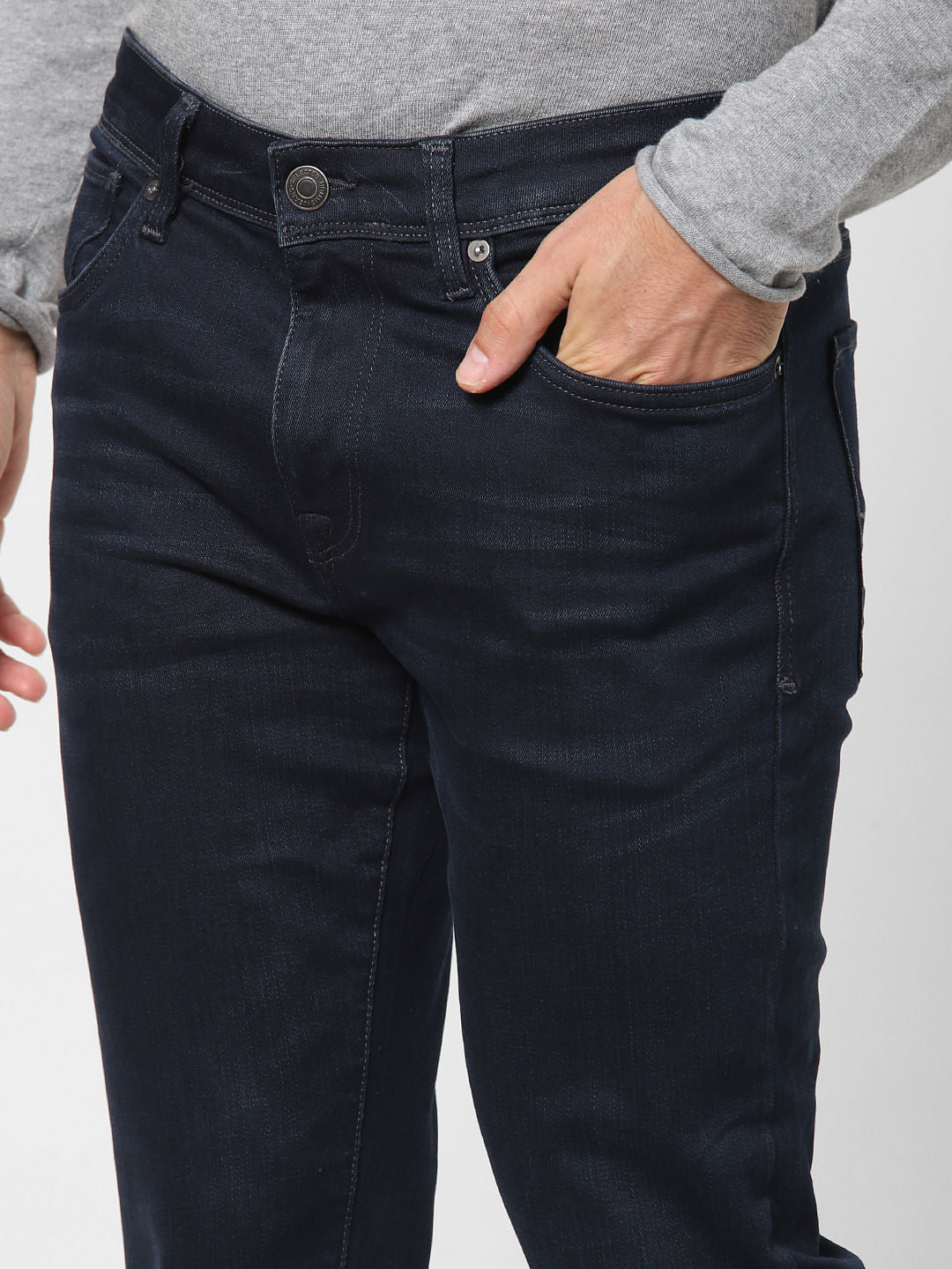 Blue Mid Rise Leon Slim Fit Jeans