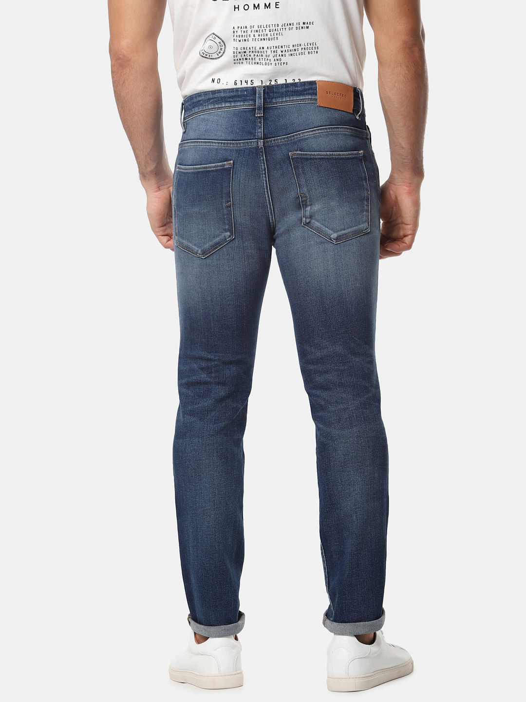 Blue Mid Rise Leon Slim Fit Jeans