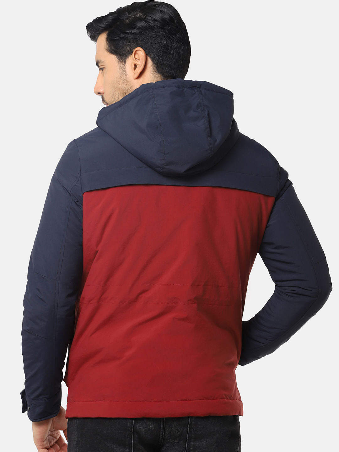 Navy Blue Colourblocked Puffer Jacket