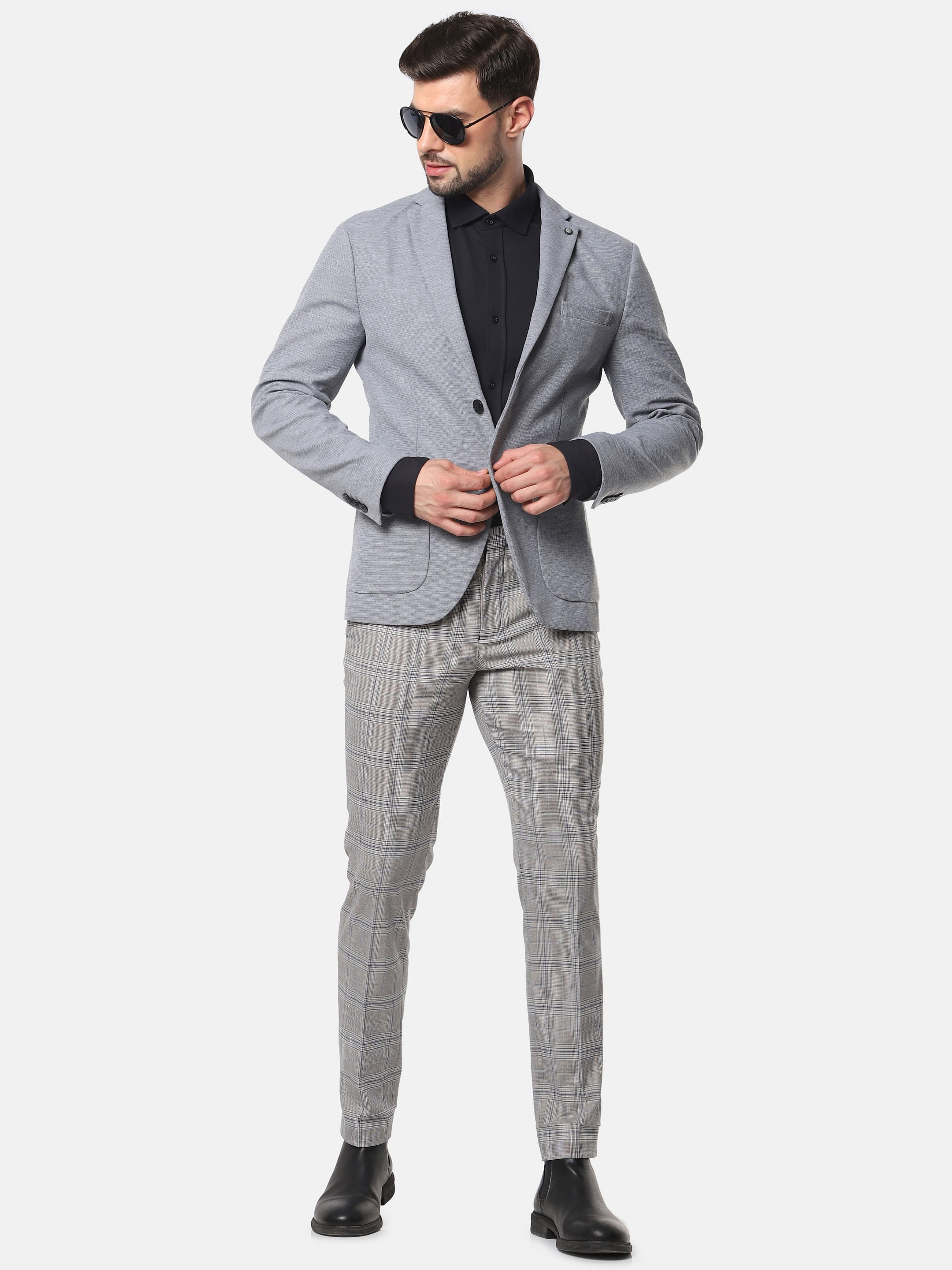Grey Slim Fit Formal Blazer