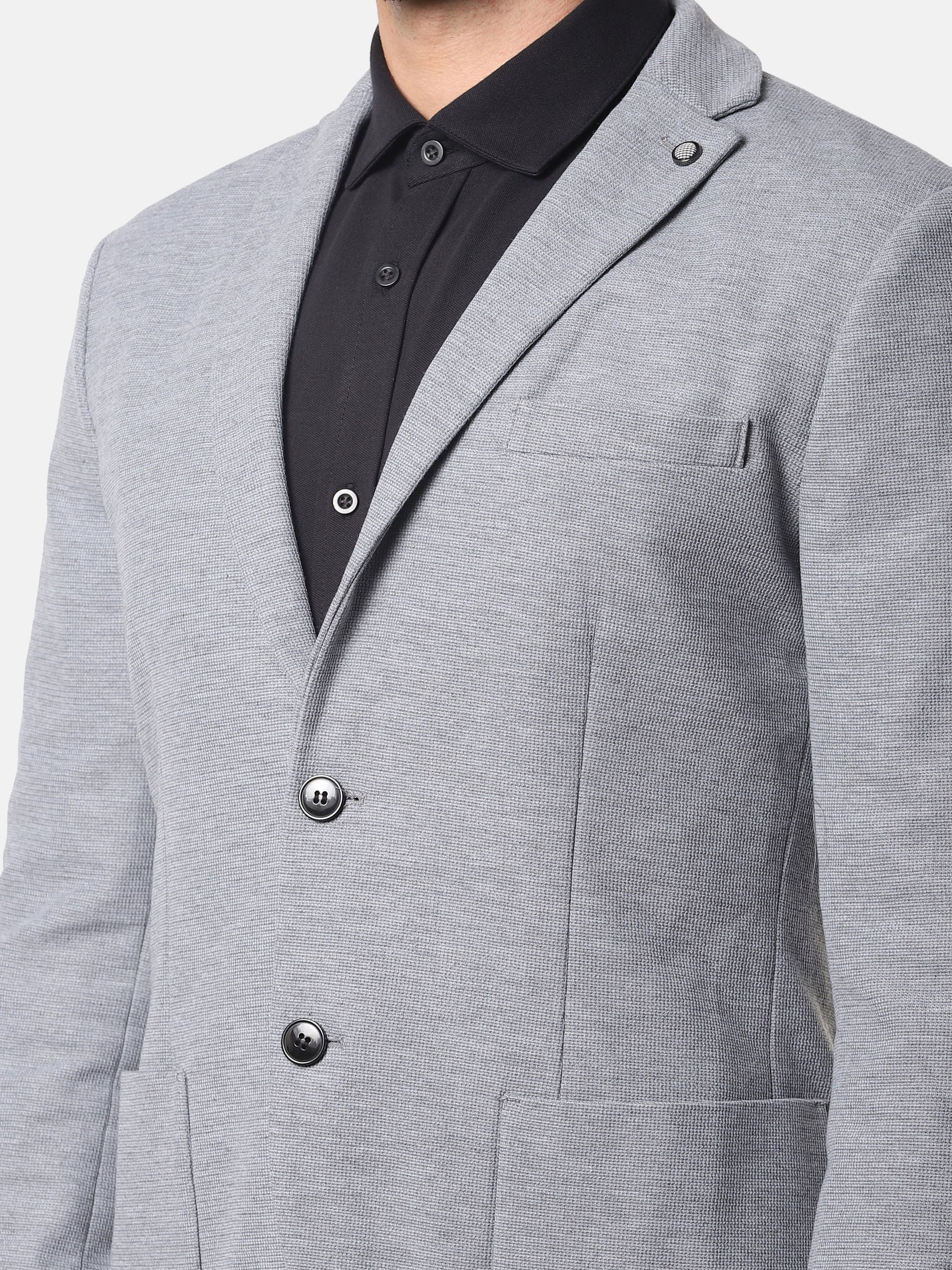 Grey Slim Fit Formal Blazer