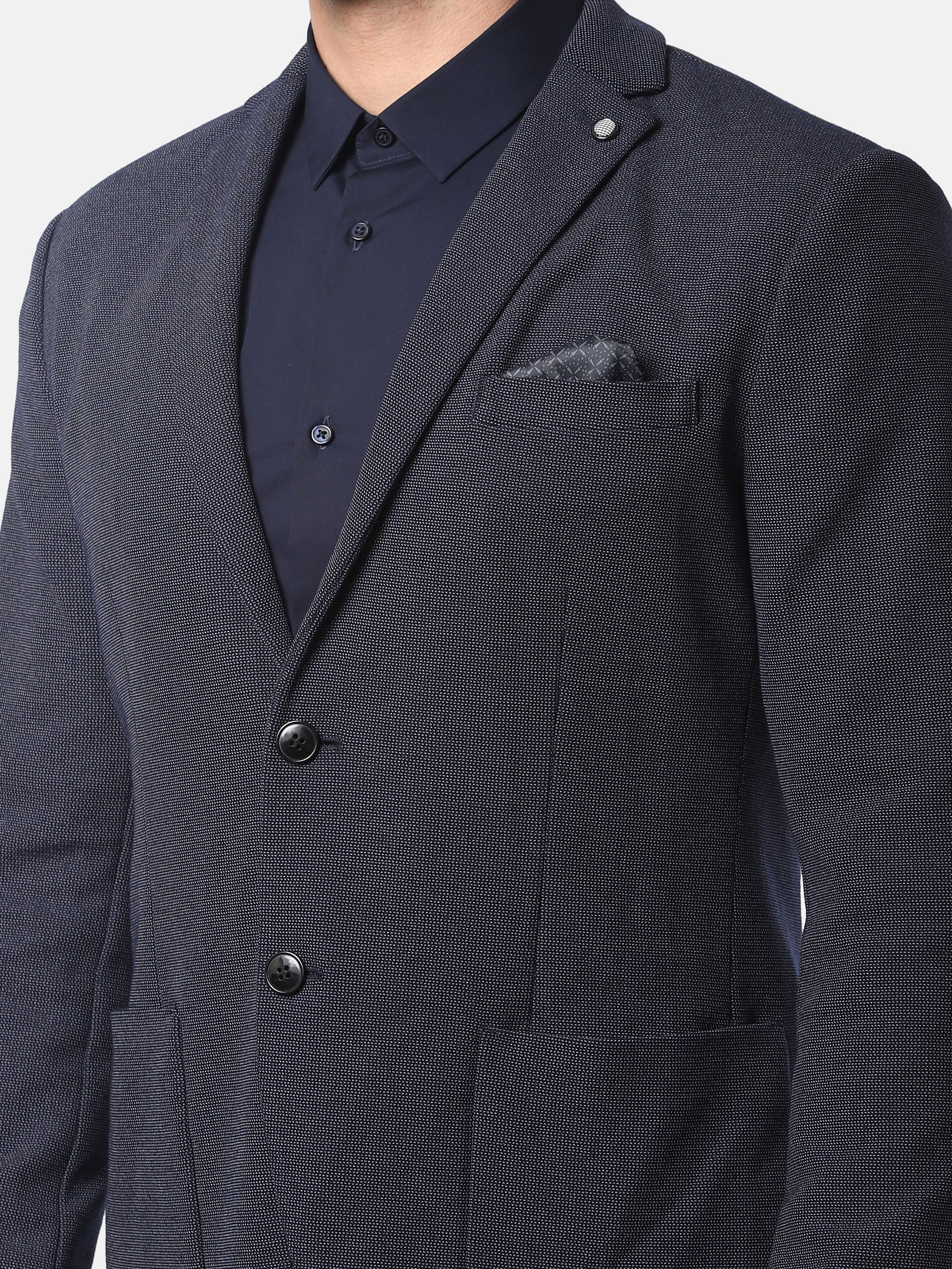 Navy Blue Slim Fit Formal Blazer