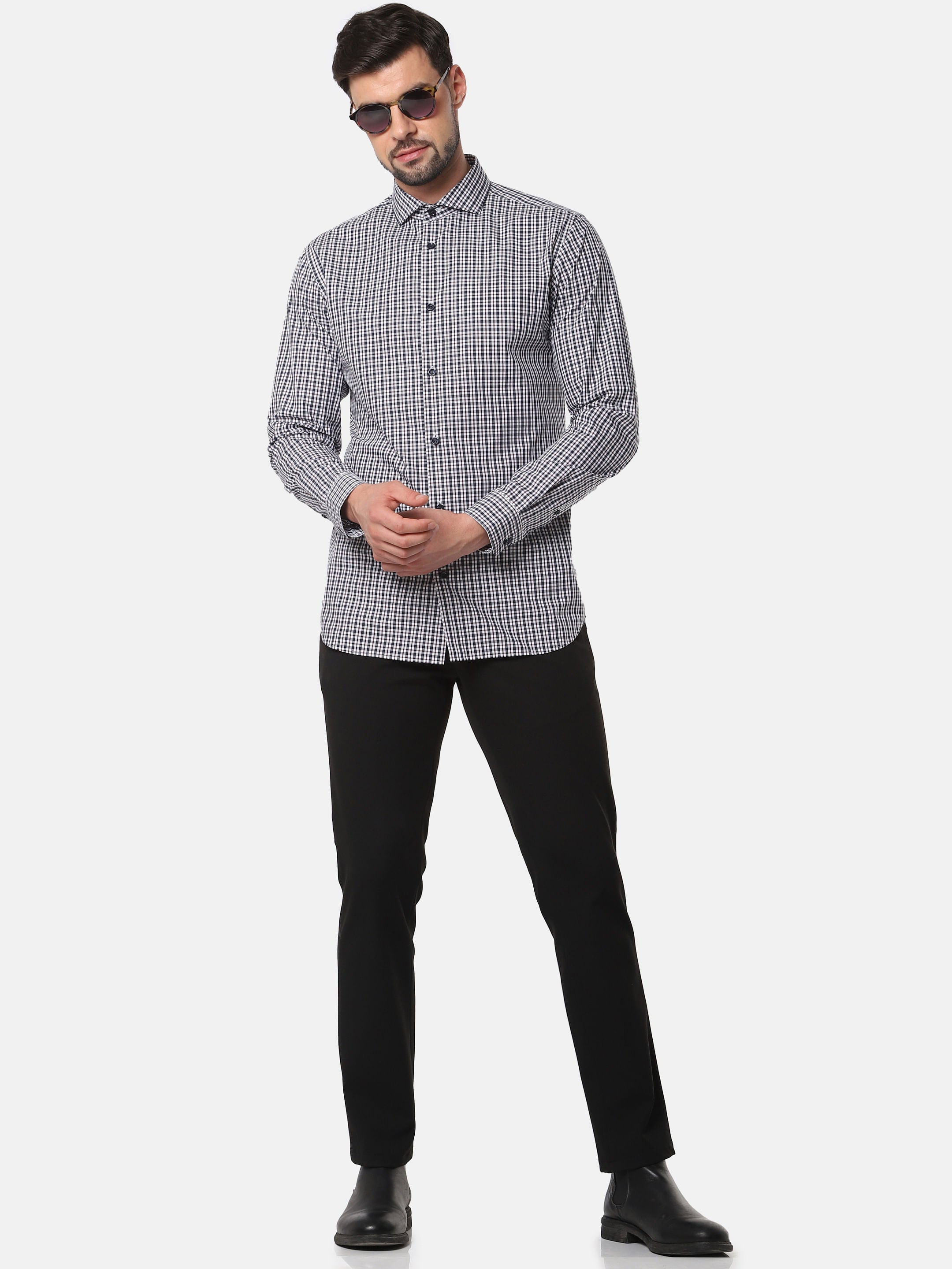 White Check Full Sleeves Shirt