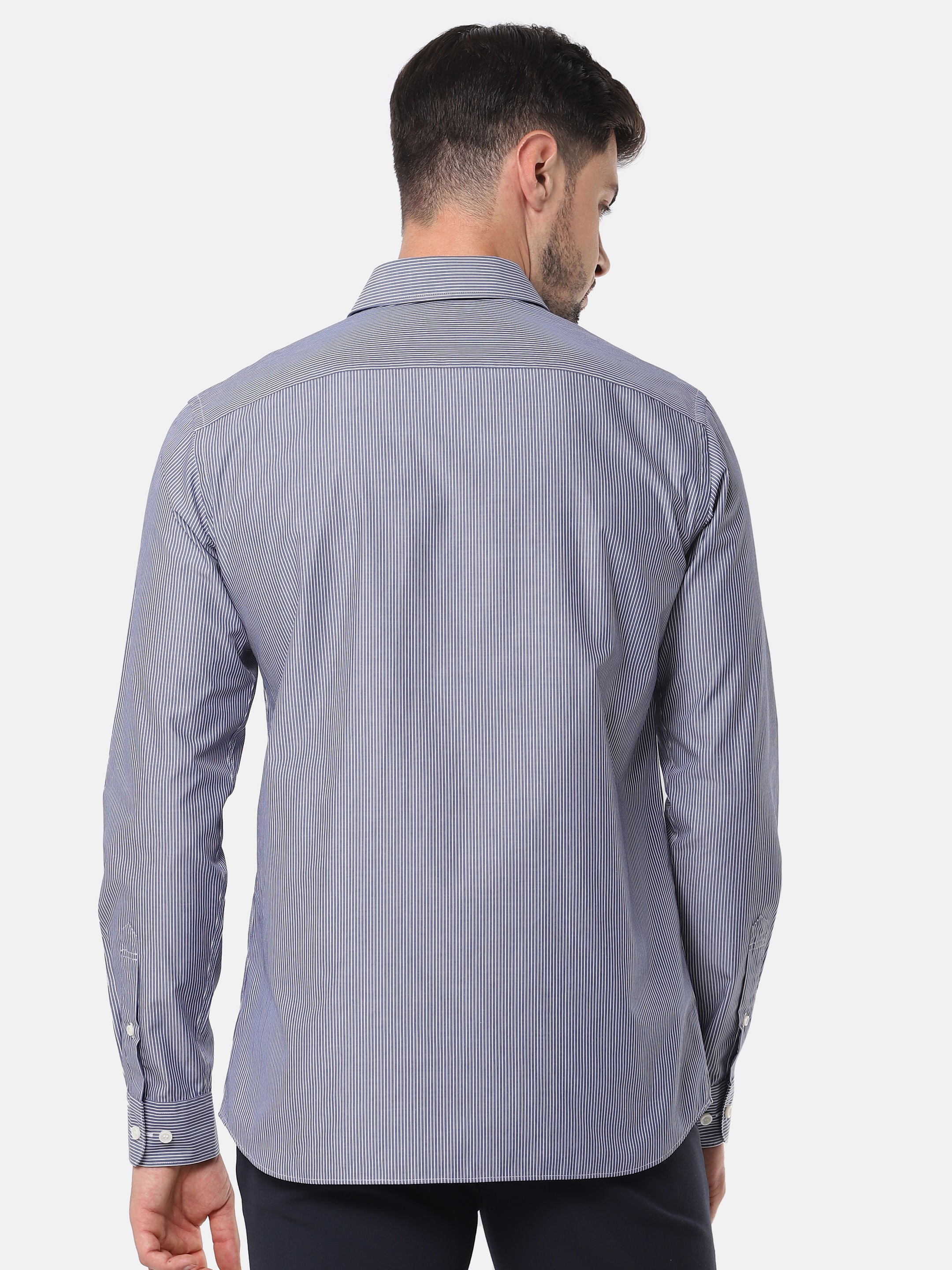 Blue Striped Full Sleeves Shirt