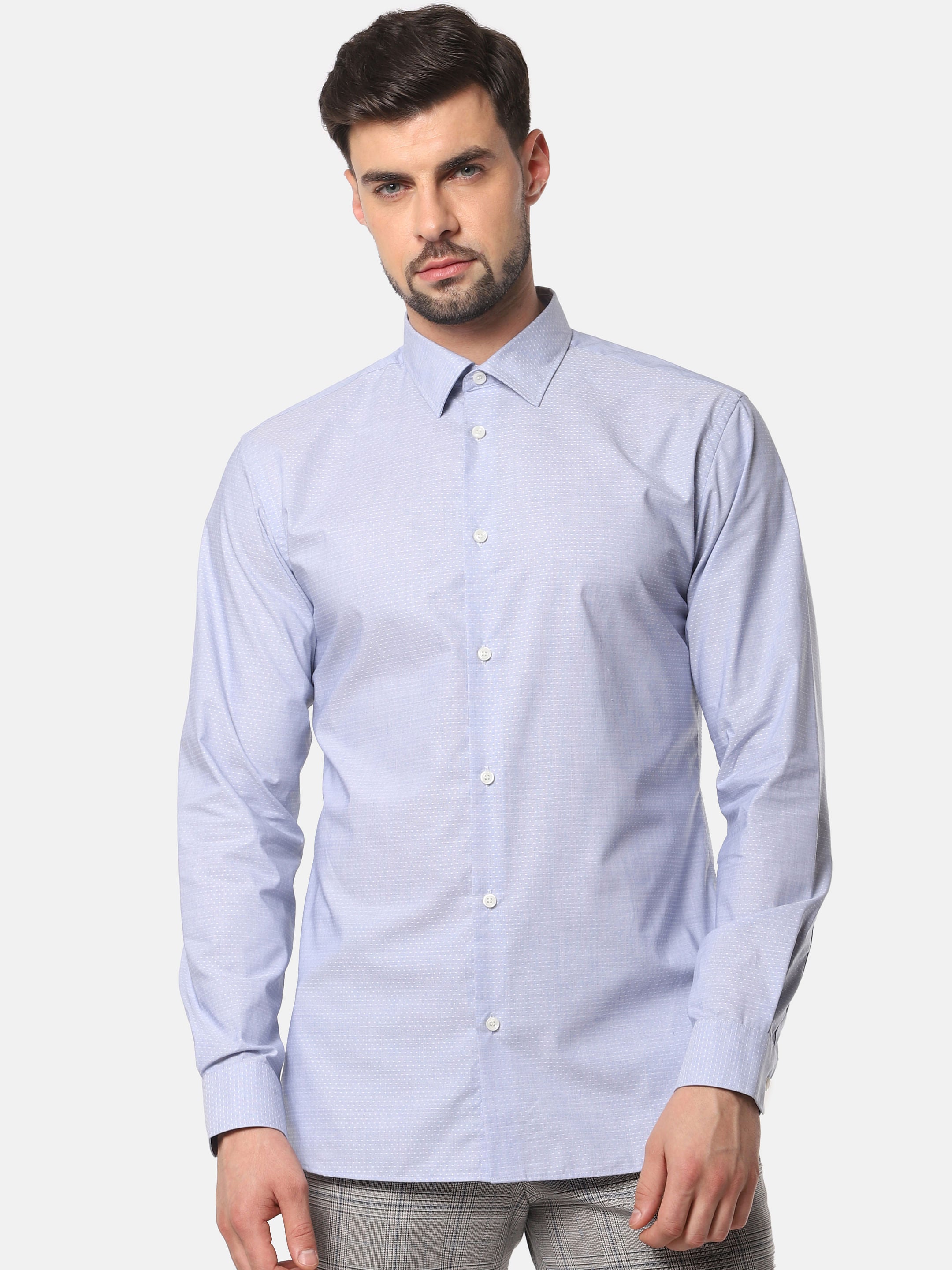 Blue Printed Full Sleeves Shirt