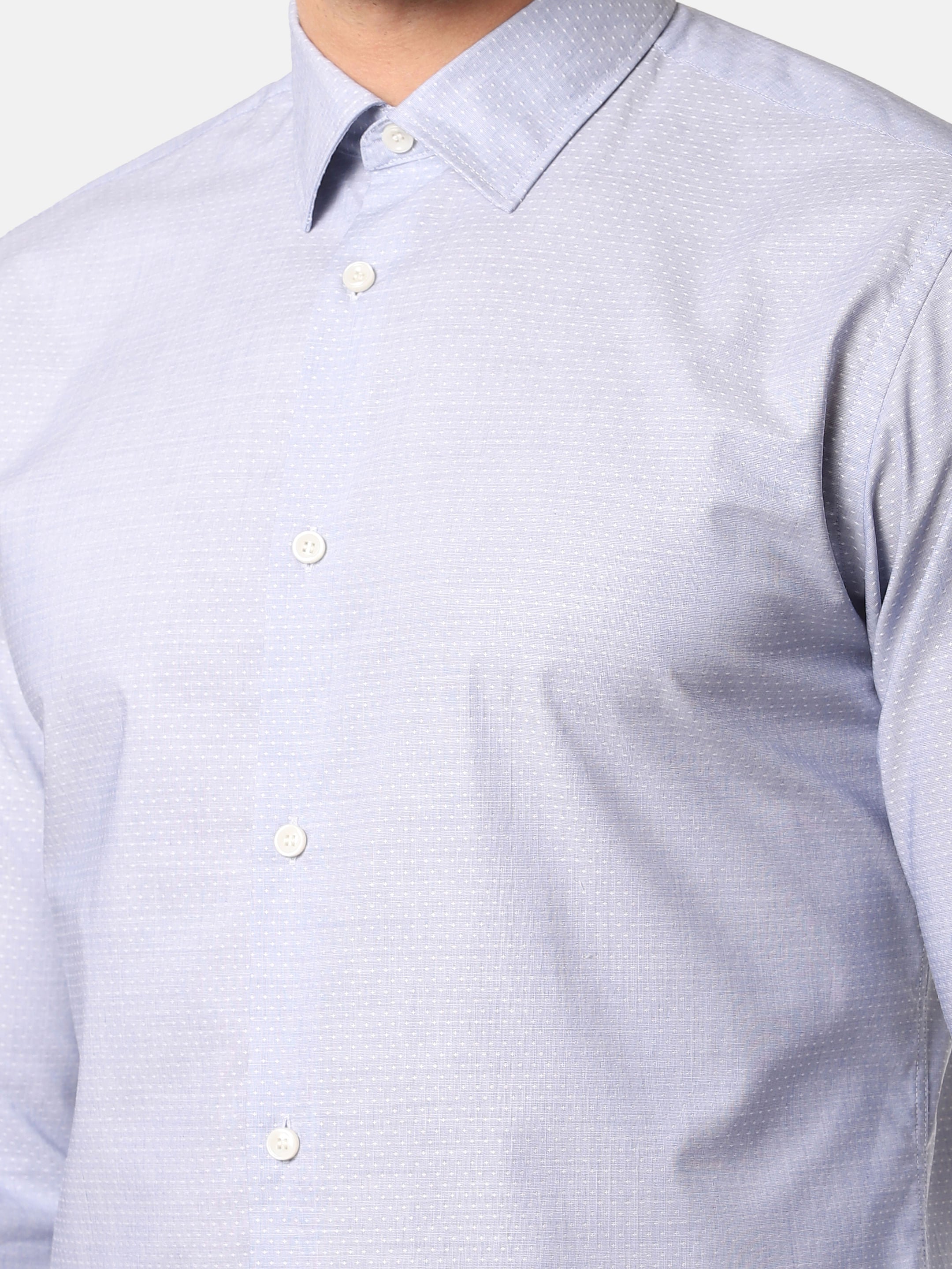 Blue Printed Full Sleeves Shirt