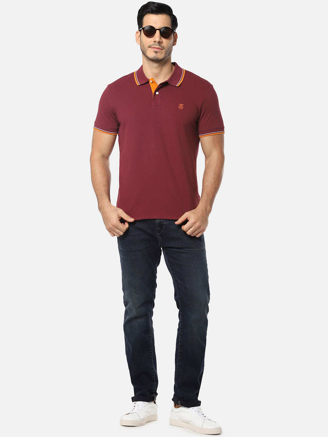 Blue Mid Rise Leon Slim Fit Jeans