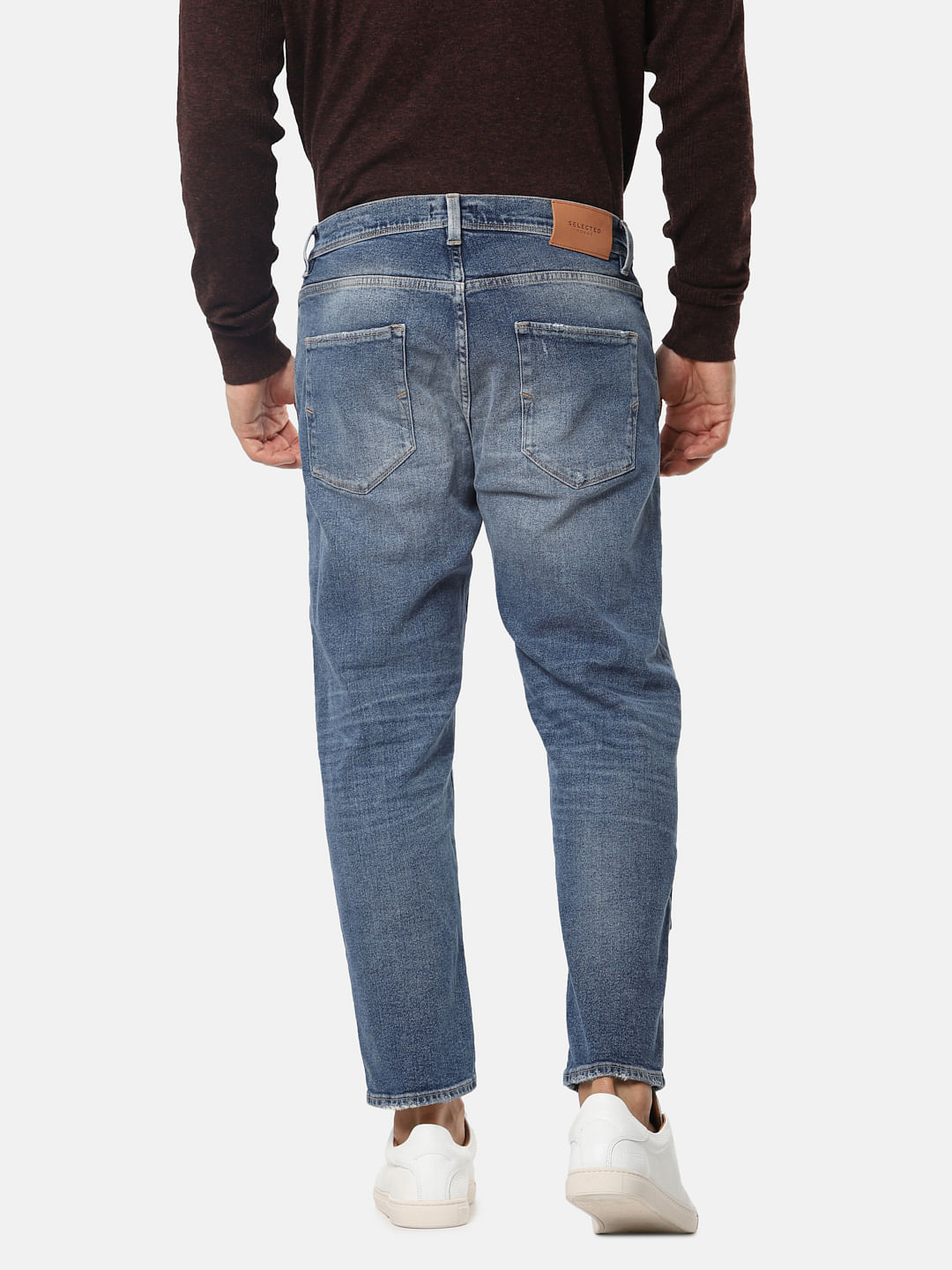 Blue Ripped Aldo Relaxed Cropped Fit Jeans