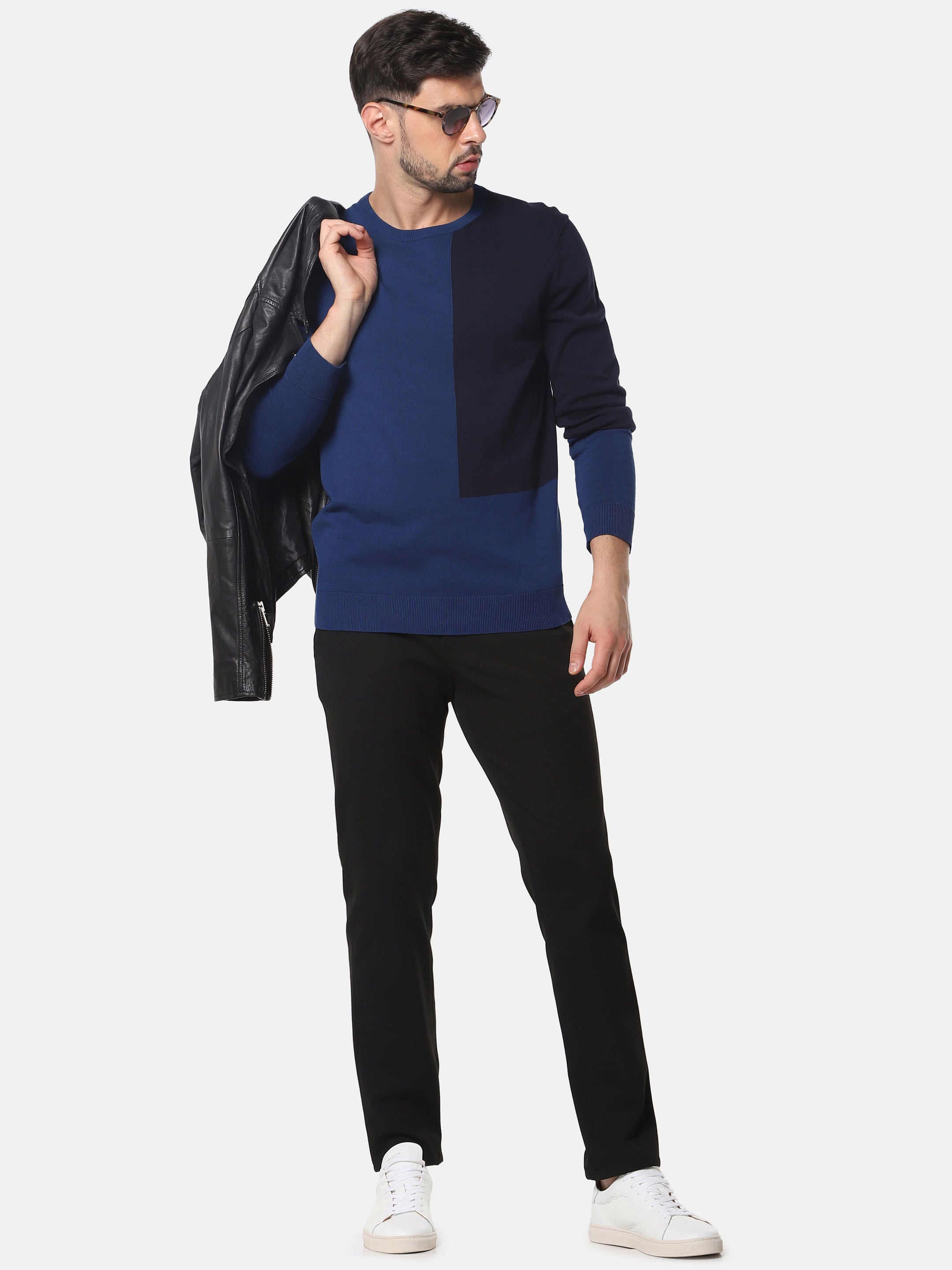 Blue Colourblocked Pullover