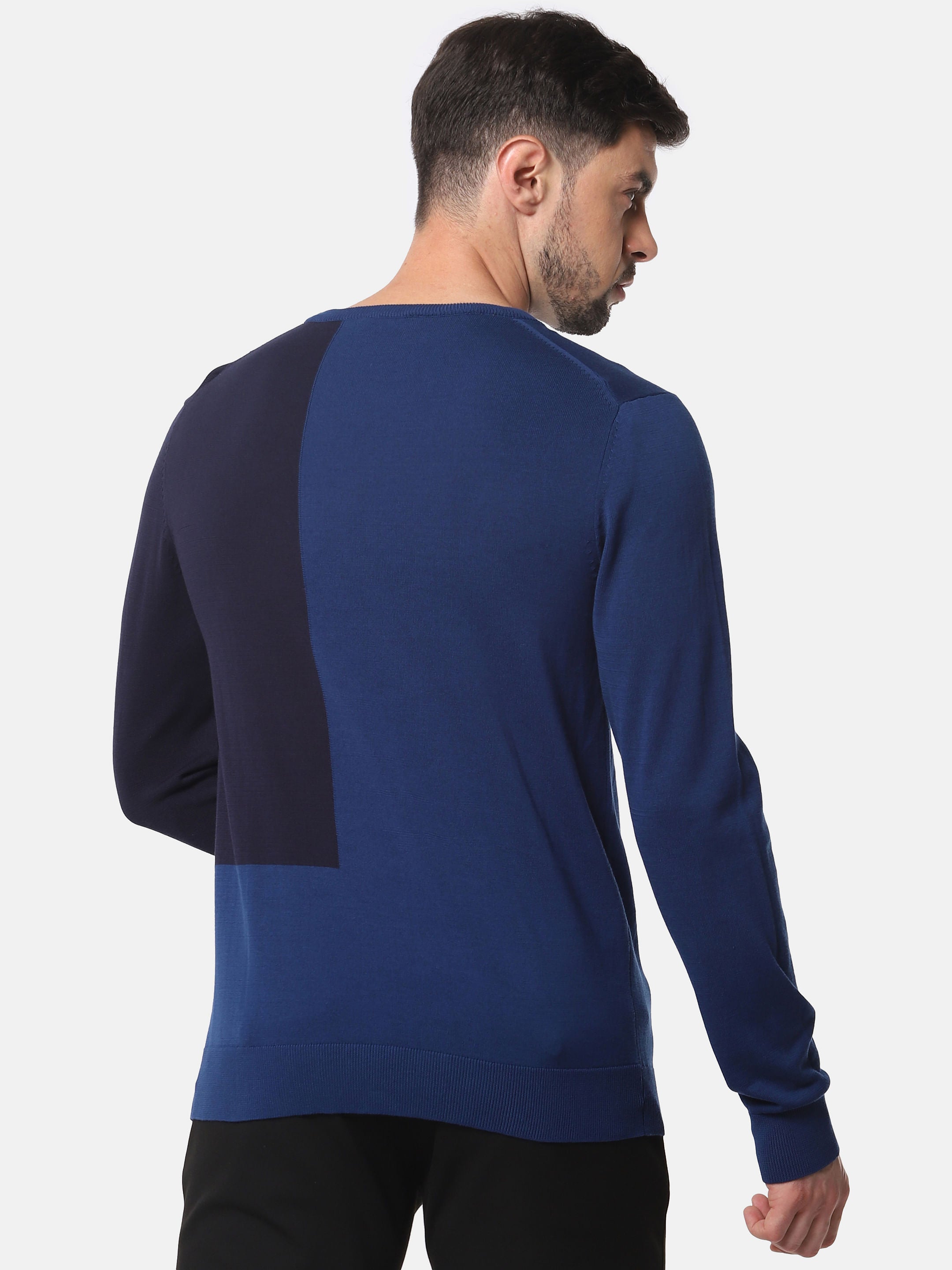 Blue Colourblocked Pullover