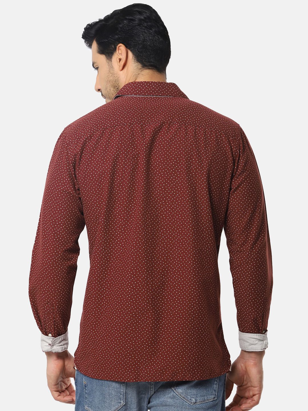 Burgundy All Over Print Full Sleeves Shirt