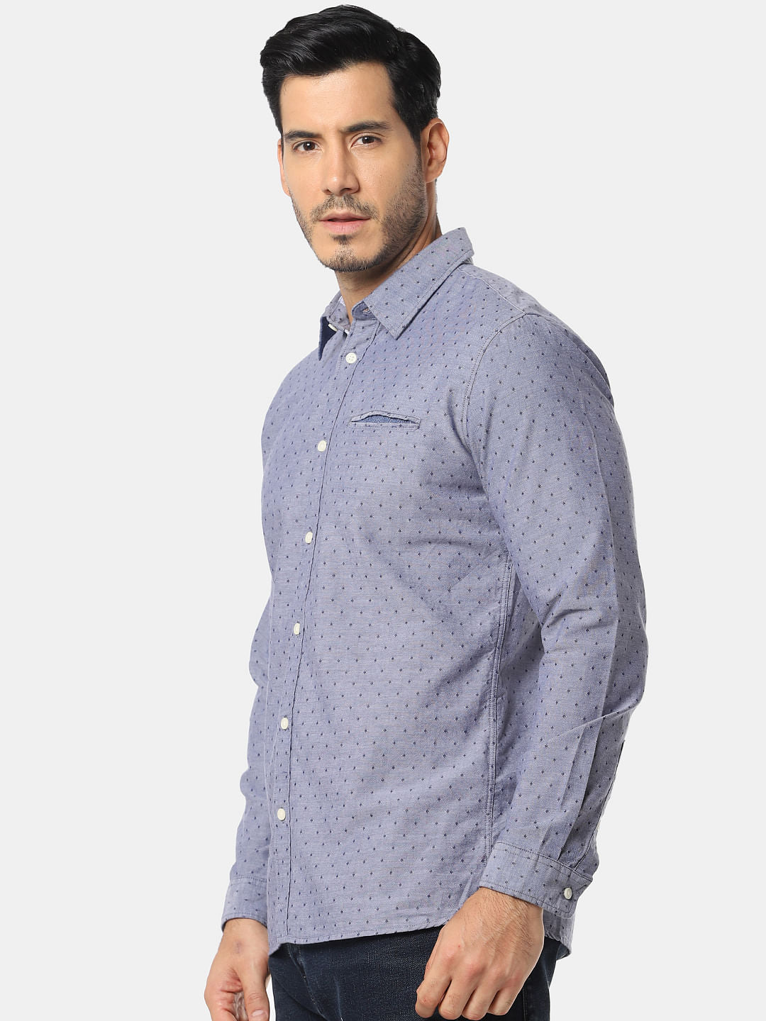 Blue All Over Print Full Sleeves Shirt