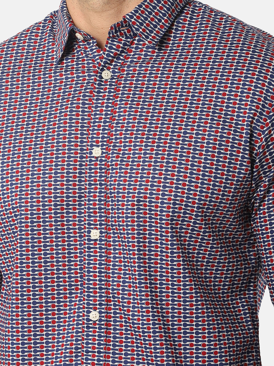 Navy Blue All Over Print Full Sleeves Shirt