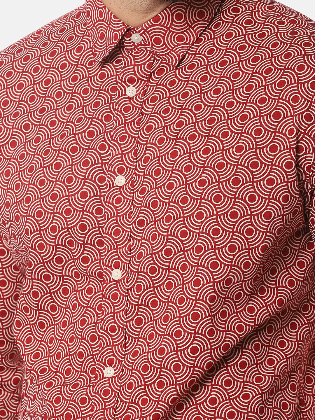 Red All Over Print Full Sleeves Shirt