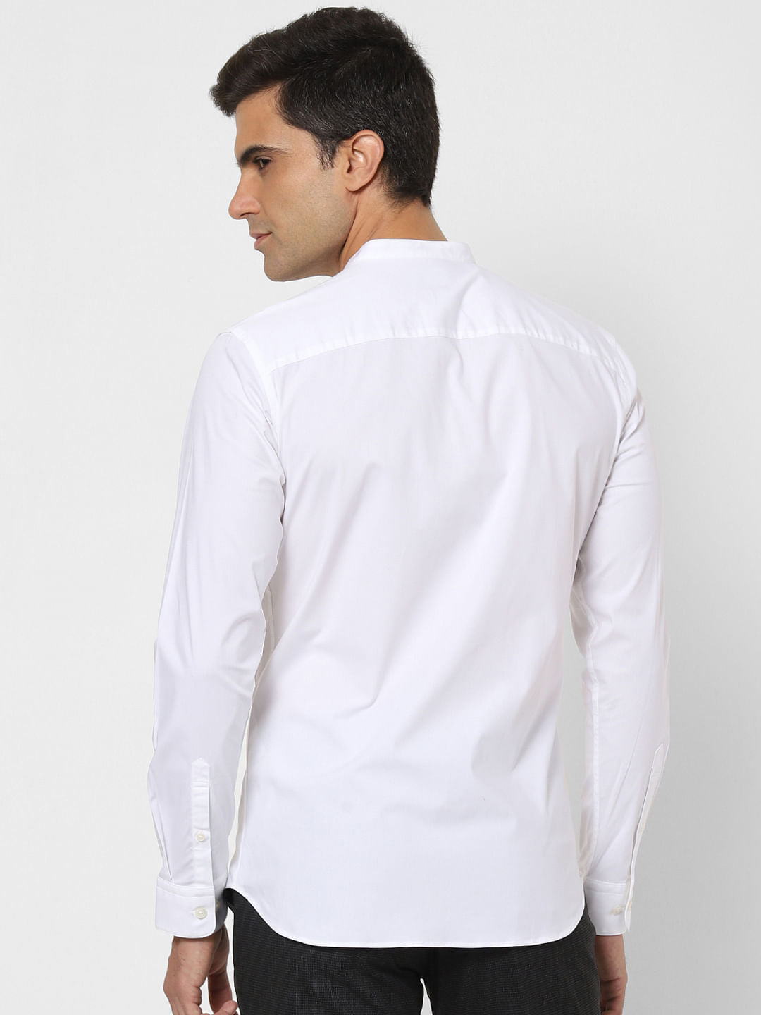 White Self Design Full Sleeves Shirt