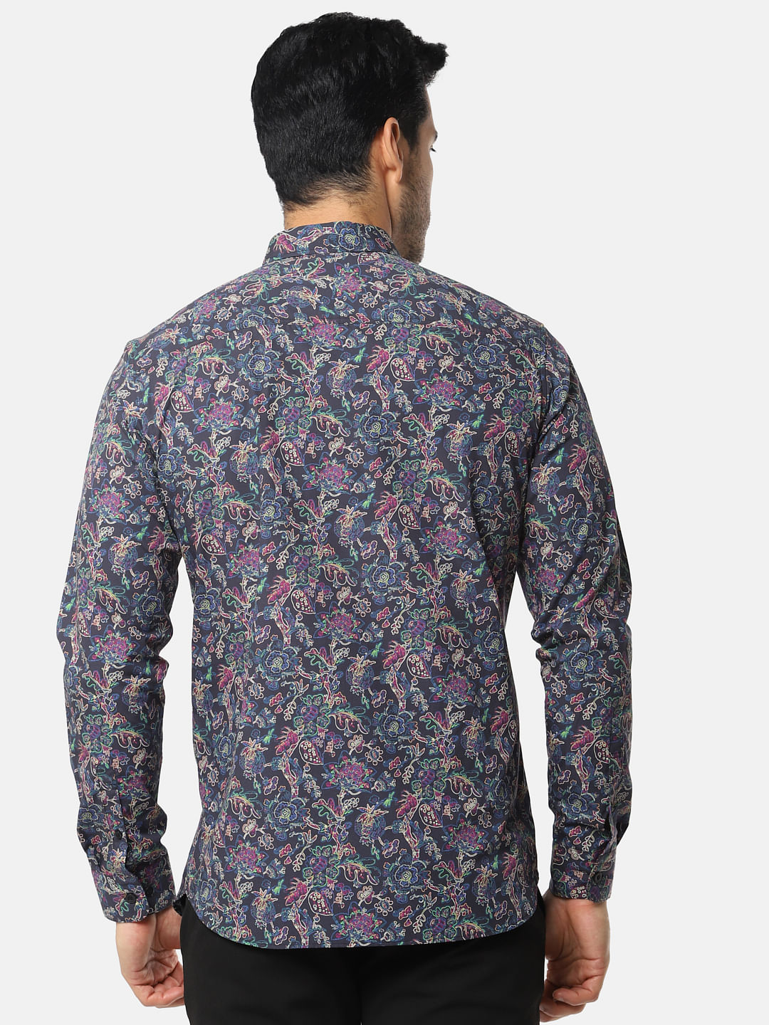 Black Floral Full Sleeves Shirt