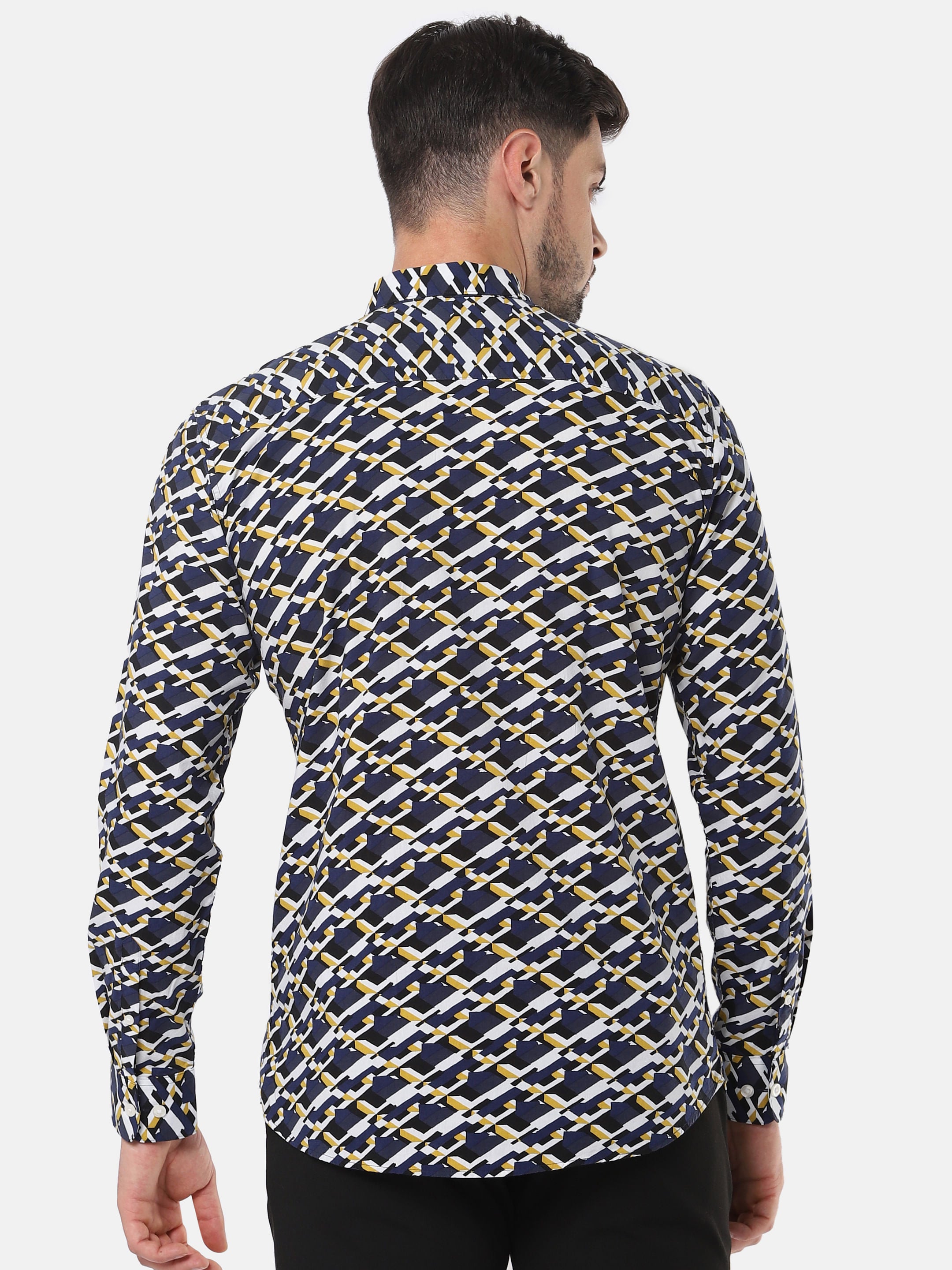 White All Over Print Full Sleeves Shirt