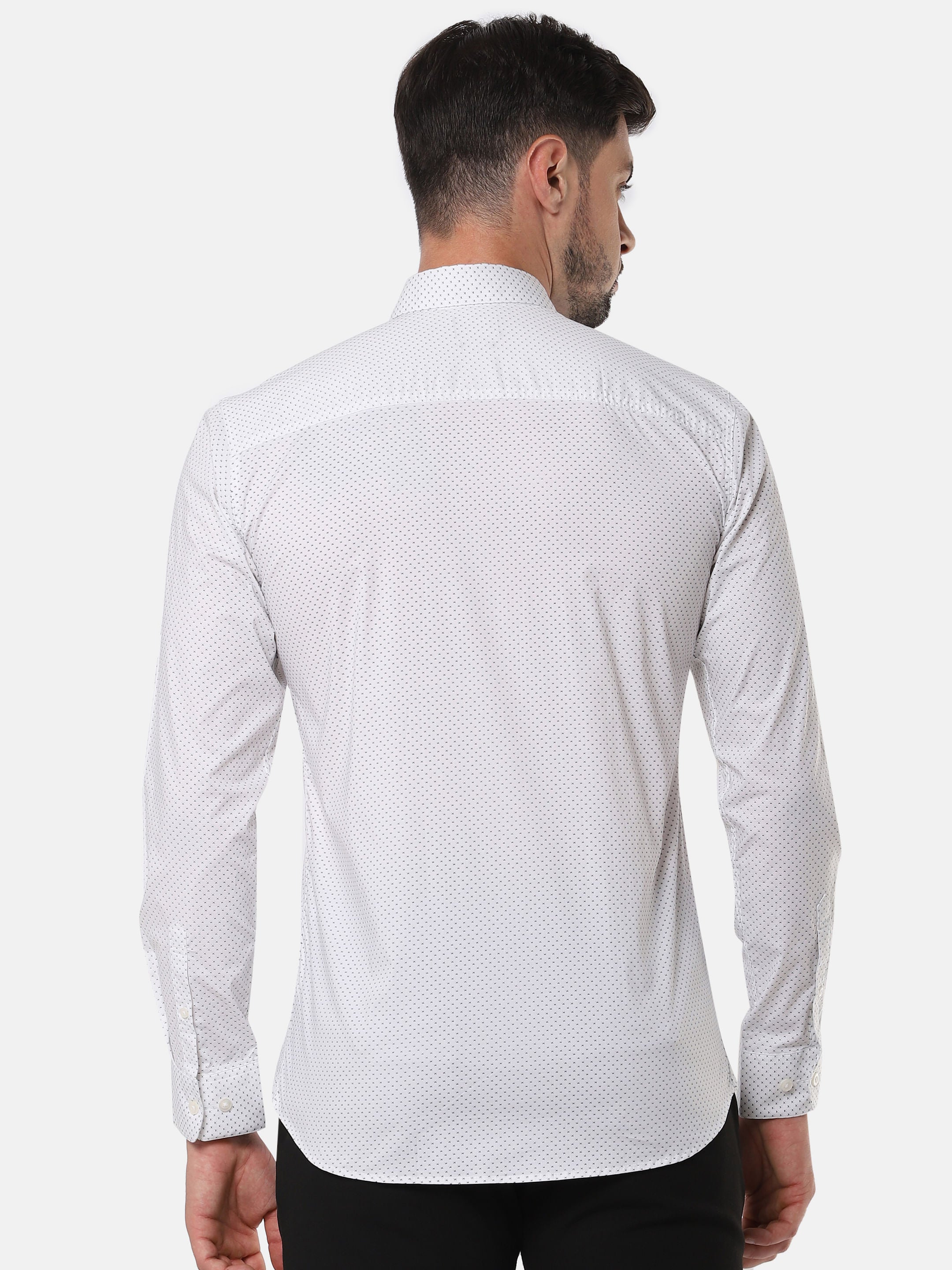 White Printed Full Sleeves Shirt