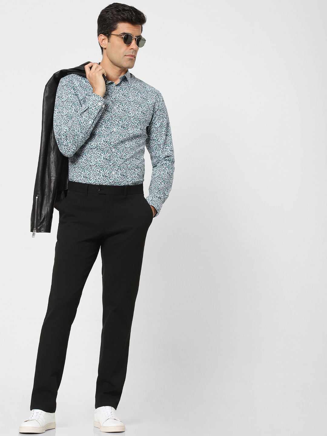 Green Printed Full Sleeves Shirt
