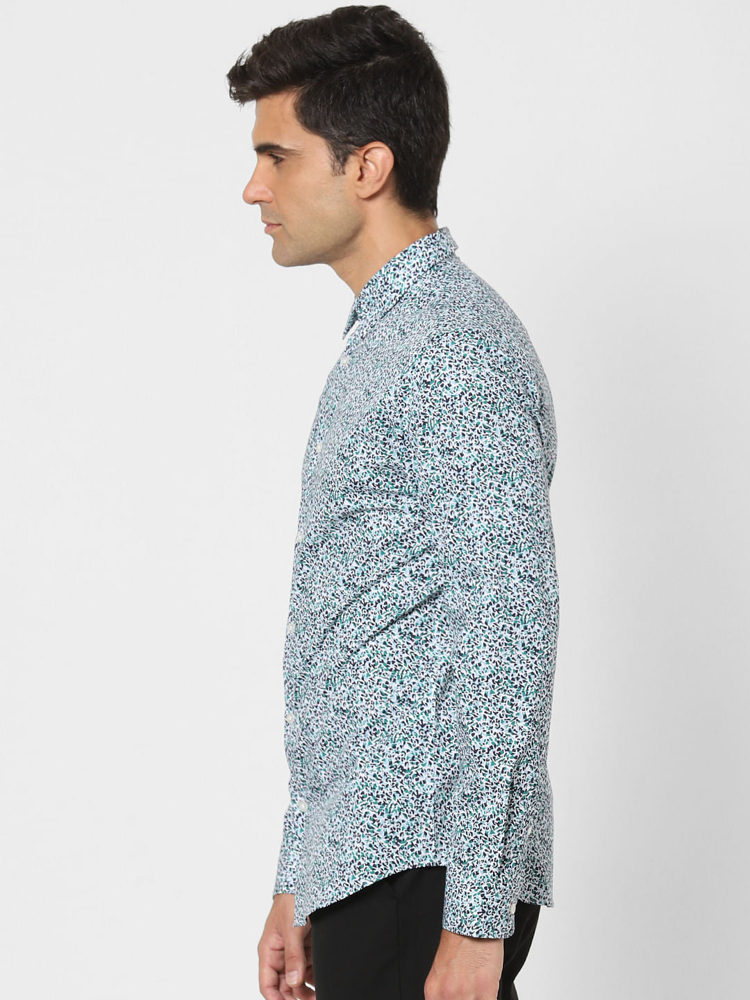 Green Printed Full Sleeves Shirt