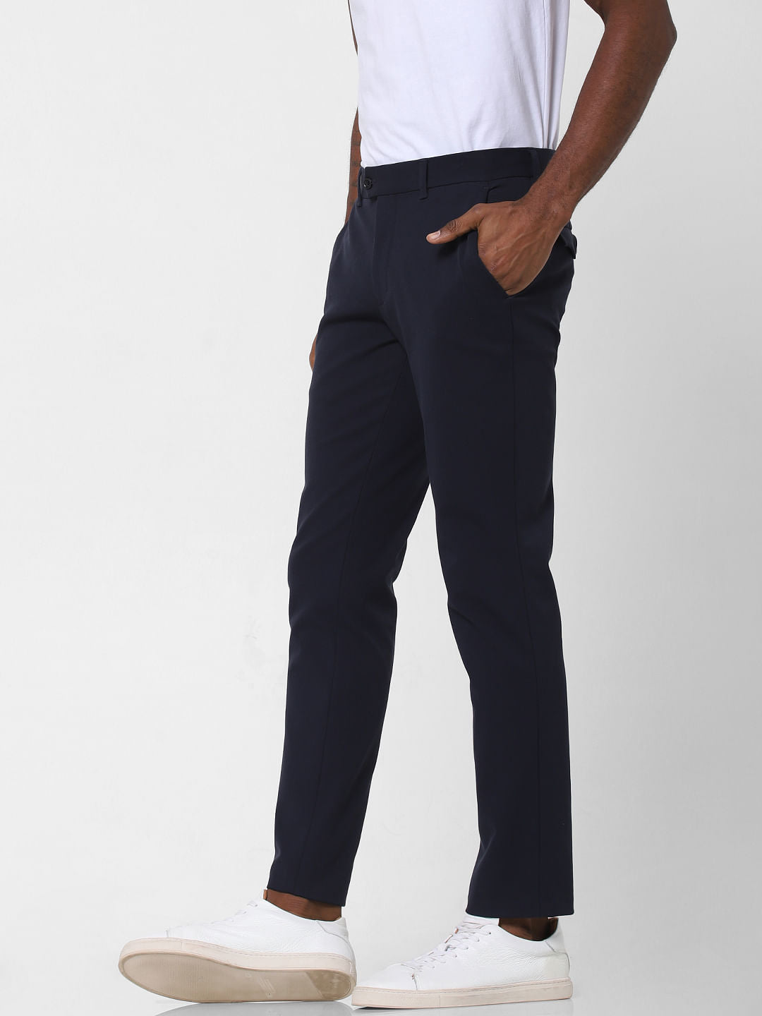 Navy Blue Slim Fit Formal Trousers