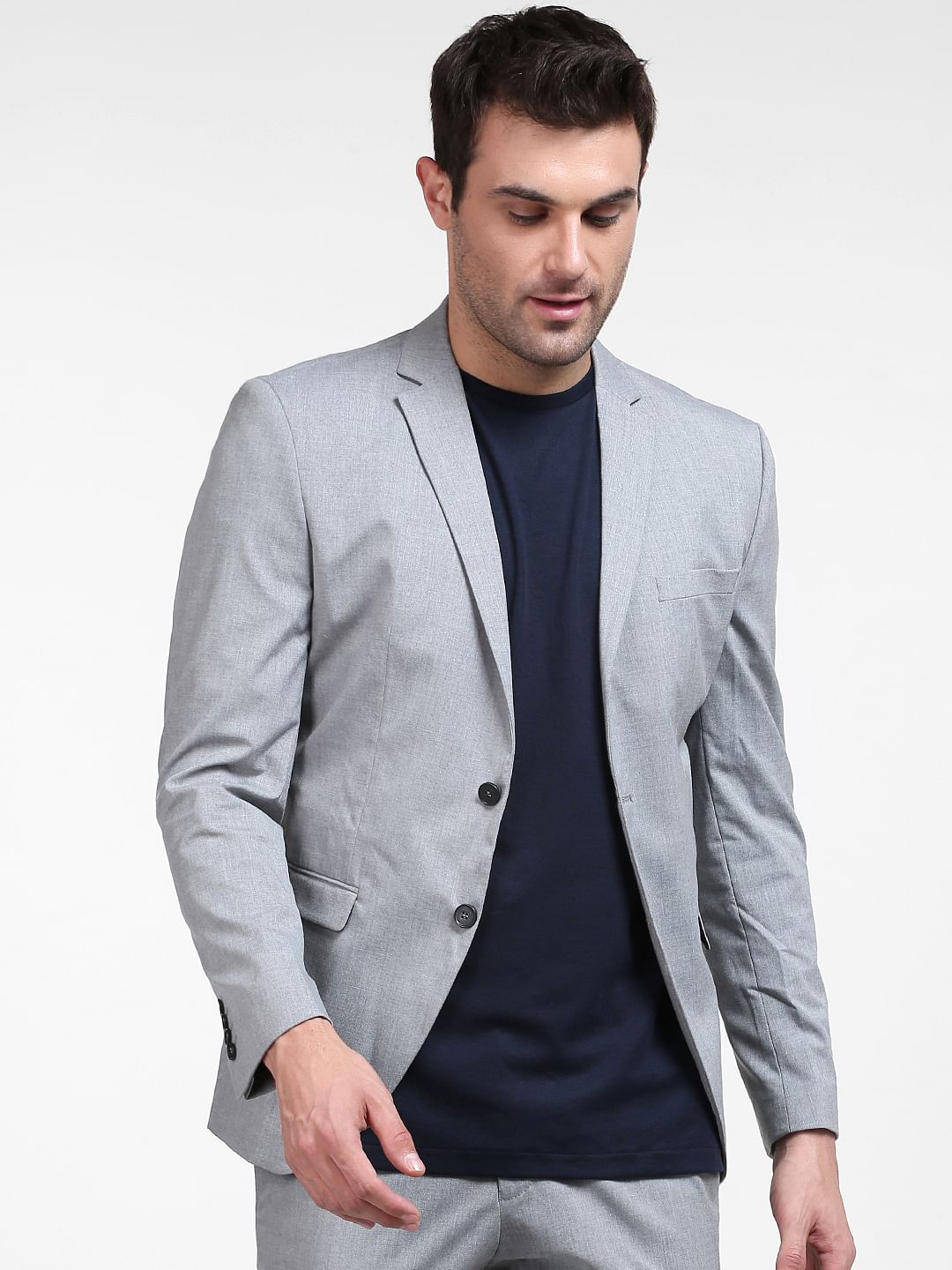 Grey Double Button Blazer
