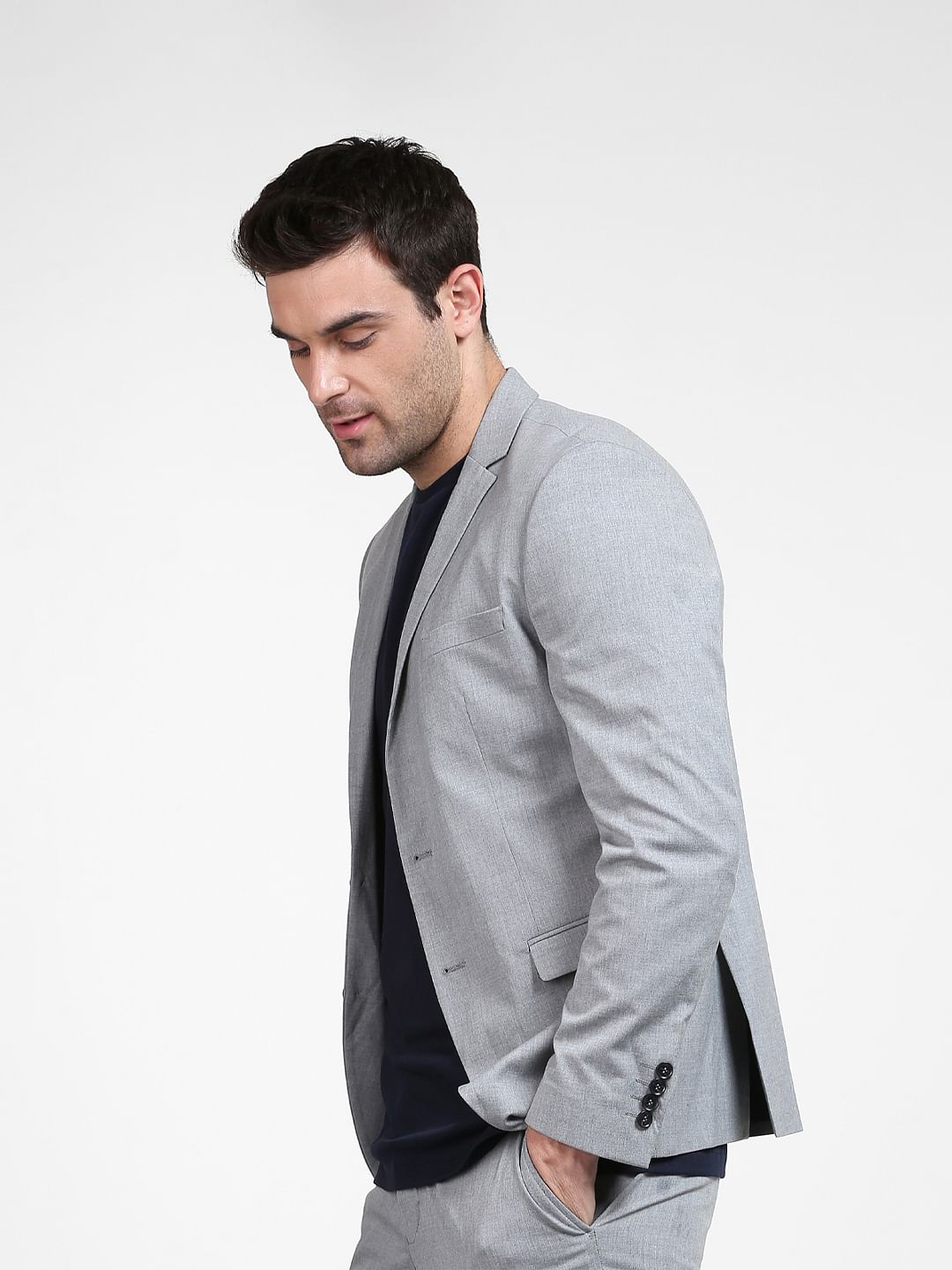 Grey Double Button Blazer