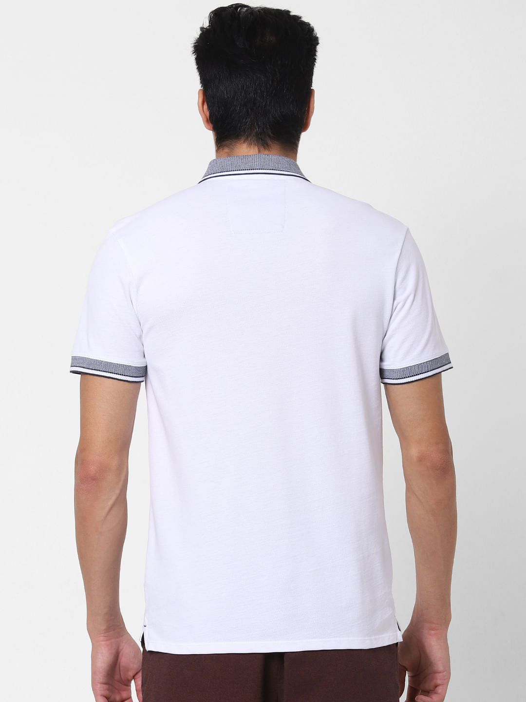 White Contrast Tipping Polo T-Shirt