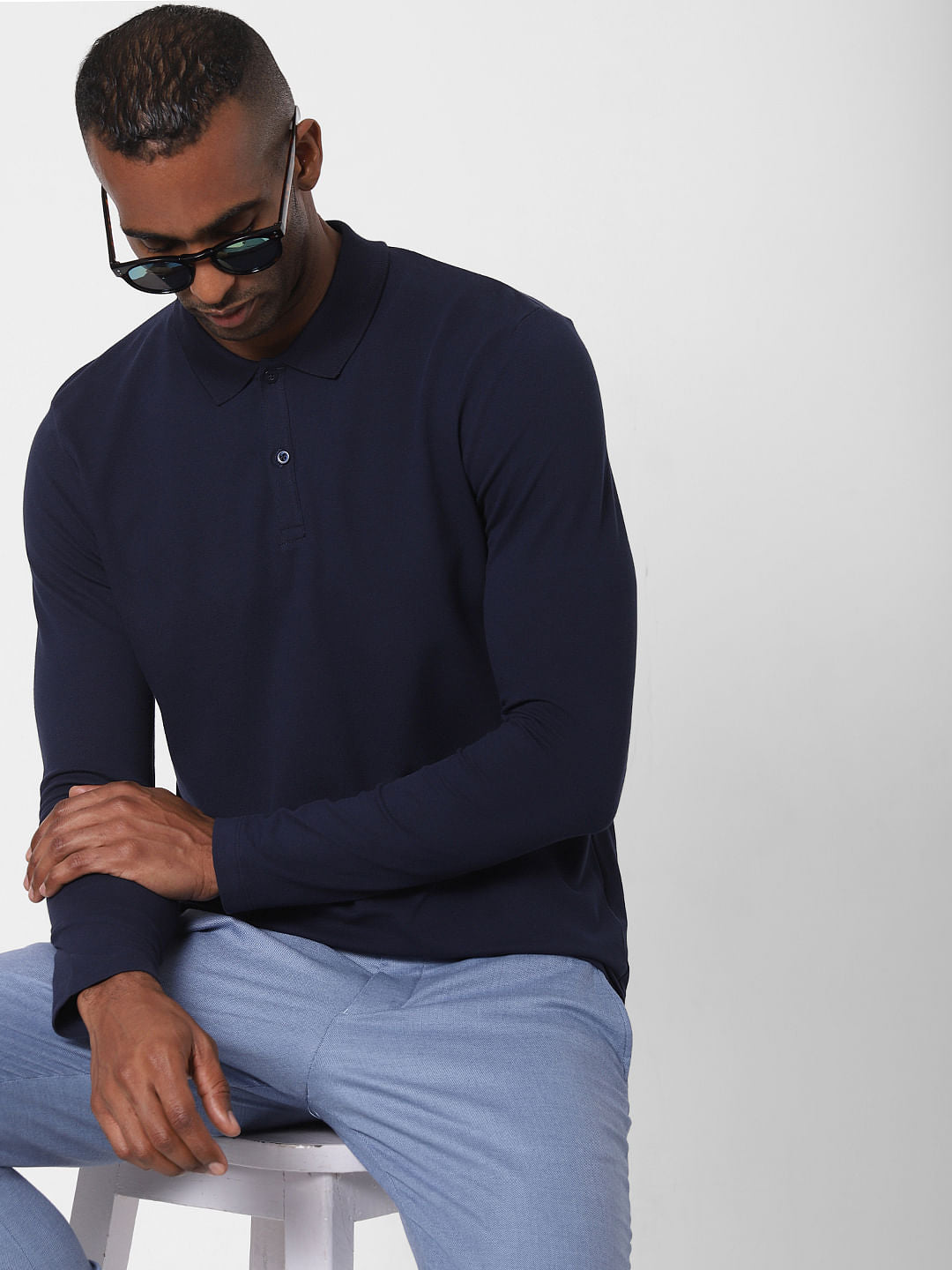 Navy Blue Polo Neck T-Shirt