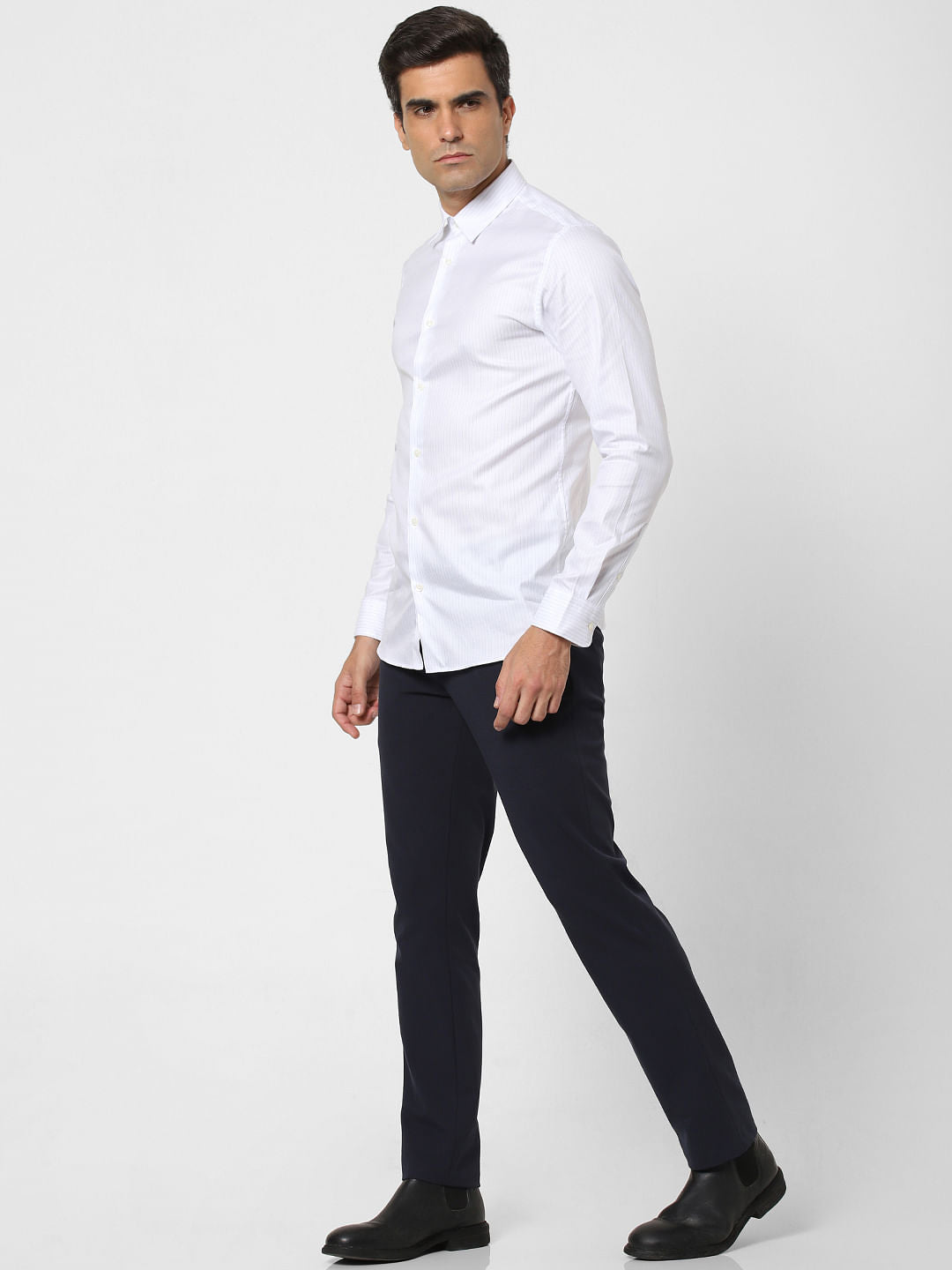 White Striped Full Sleeves Shirt