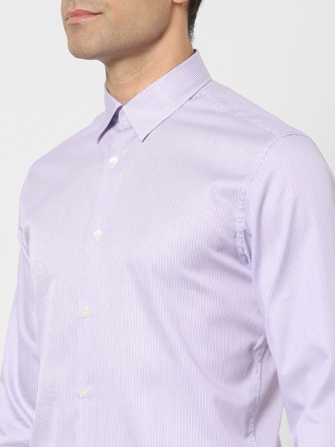 Light Pink Striped Full Sleeves Shirt
